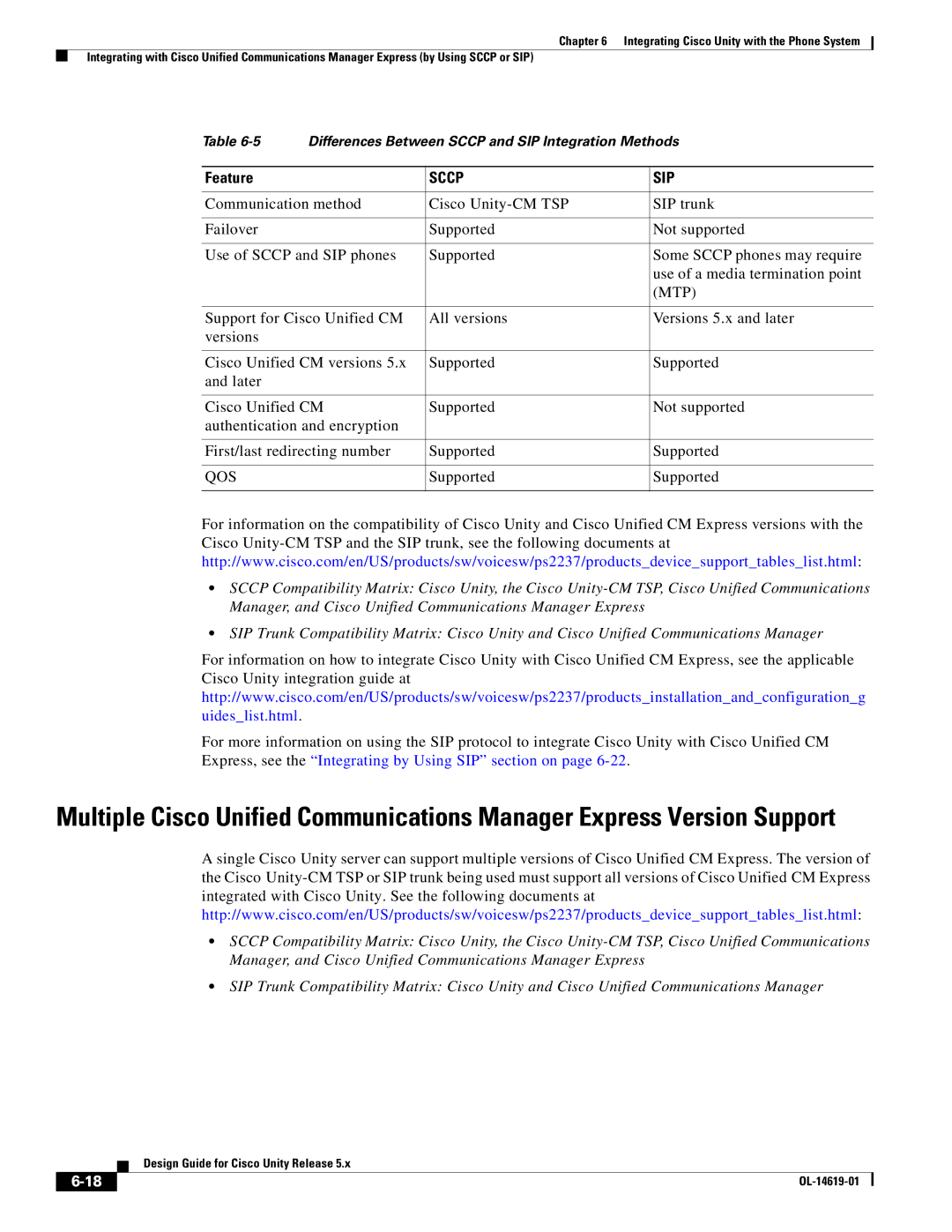 Cisco Systems OL-14619-01 manual Sccp SIP 