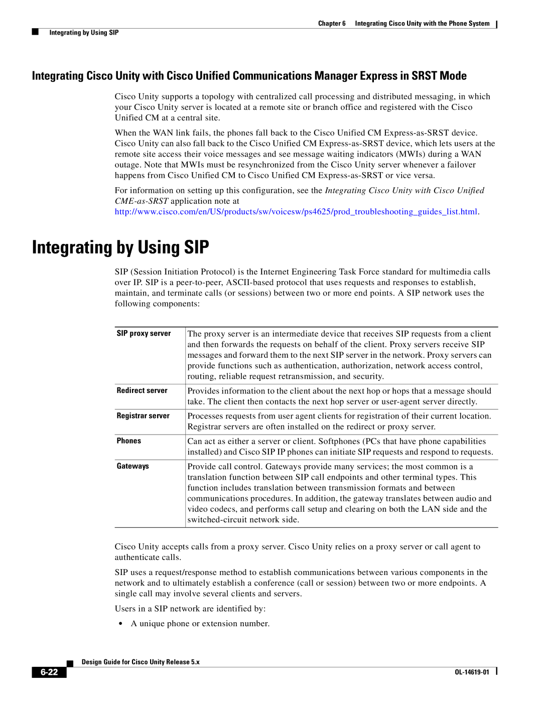 Cisco Systems OL-14619-01 manual Integrating by Using SIP 