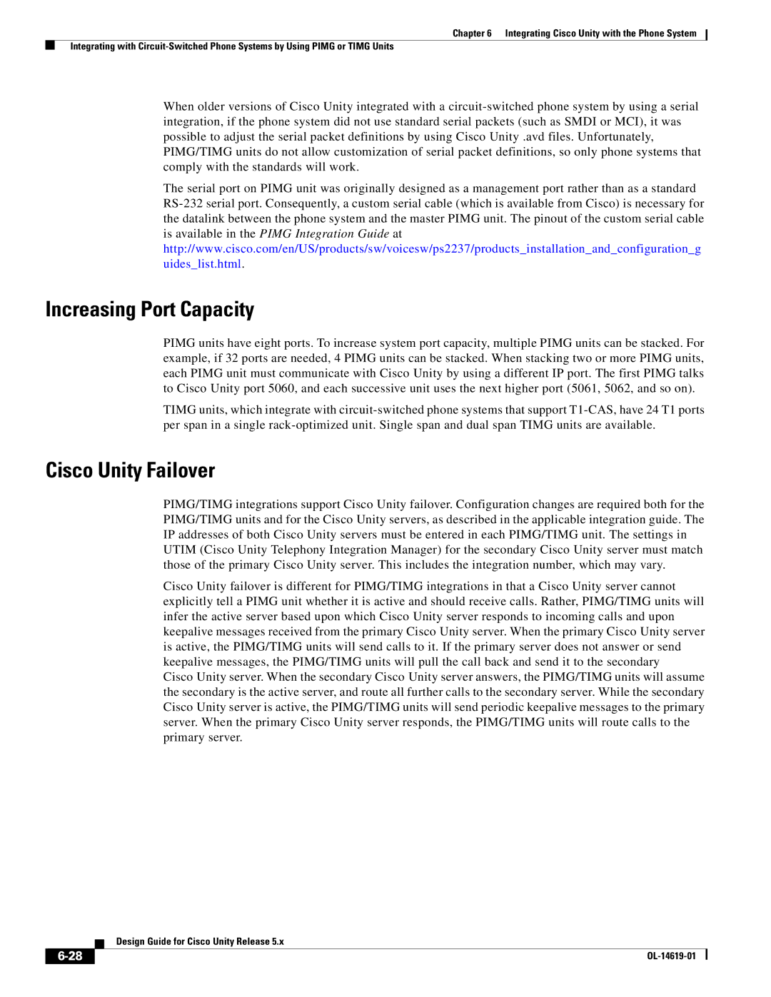 Cisco Systems OL-14619-01 manual Increasing Port Capacity, Cisco Unity Failover 