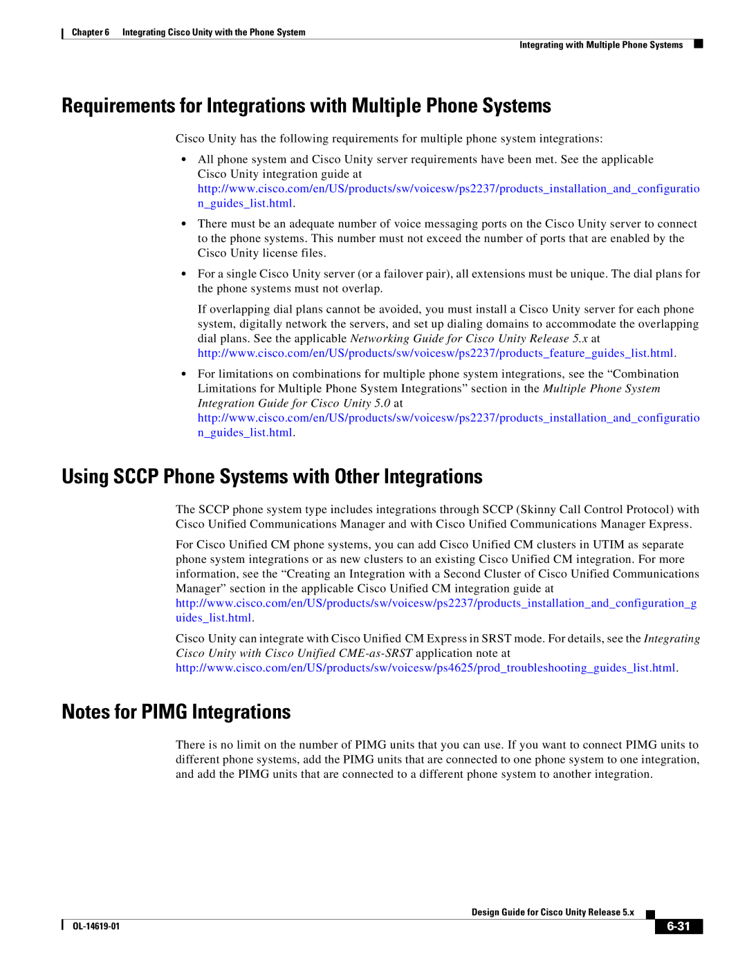 Cisco Systems OL-14619-01 manual Requirements for Integrations with Multiple Phone Systems 