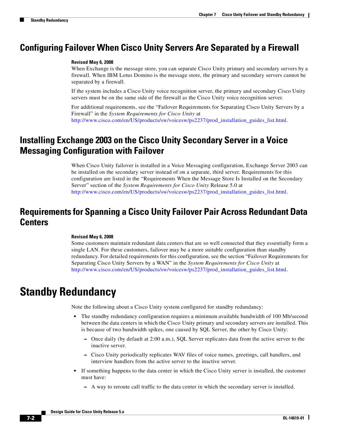 Cisco Systems OL-14619-01 manual Standby Redundancy 