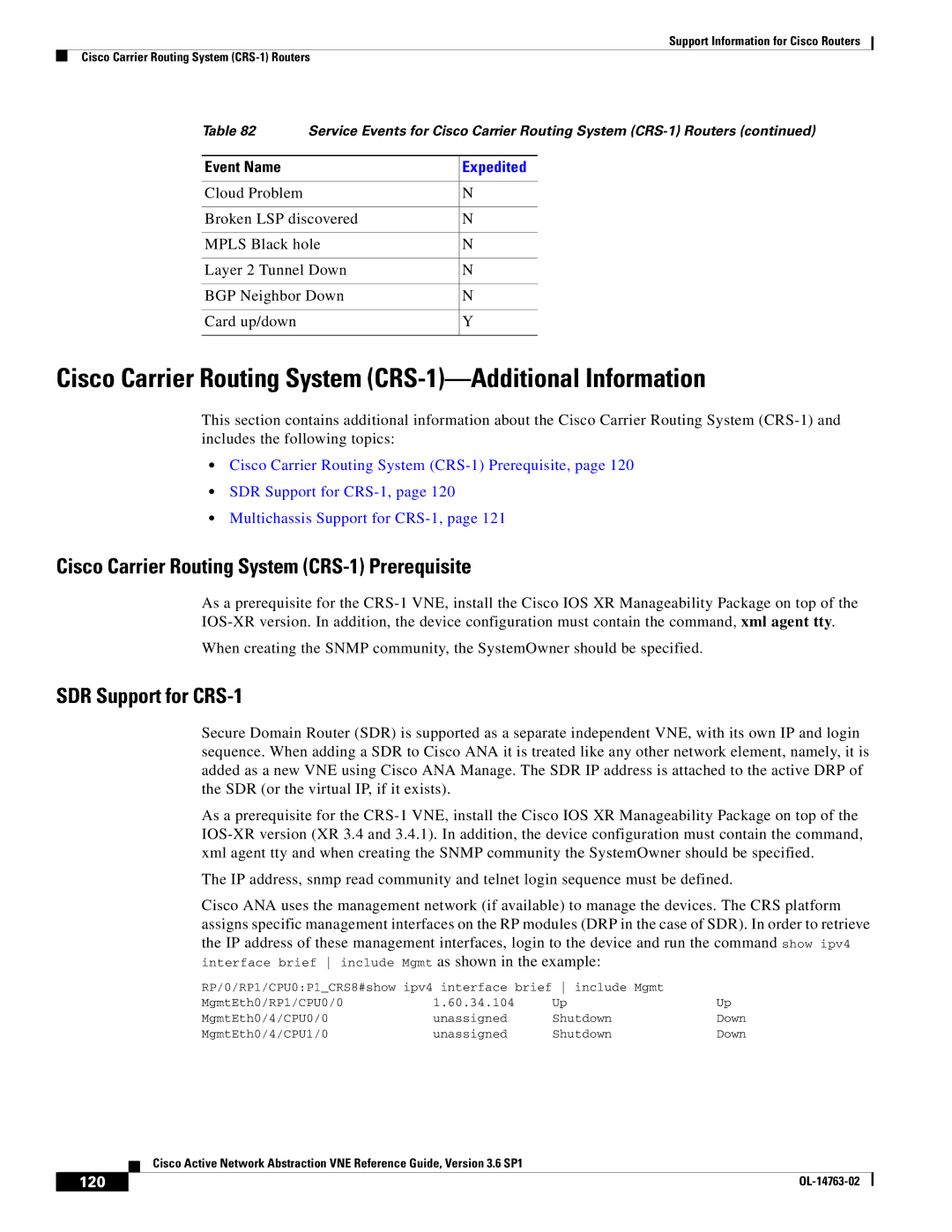 Cisco Systems OL-14763-02 manual Cisco Carrier Routing System CRS-1-Additional Information, 120 