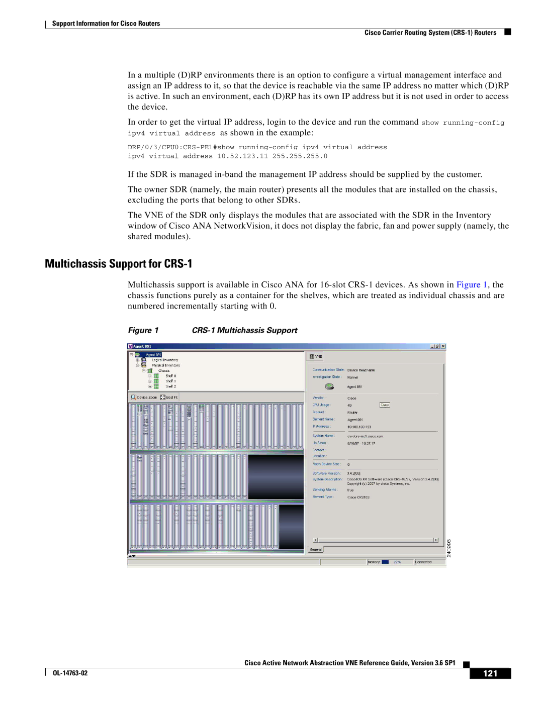 Cisco Systems OL-14763-02 manual Multichassis Support for CRS-1, 121 