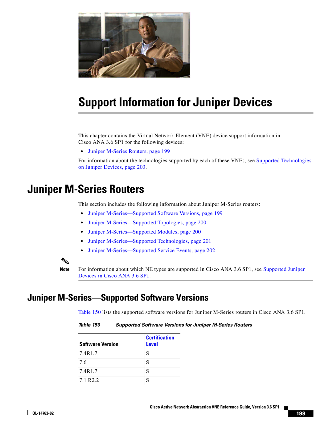 Cisco Systems OL-14763-02 manual Juniper M-Series Routers, Juniper M-Series-Supported Software Versions, 4R1.7 R2.2, 199 