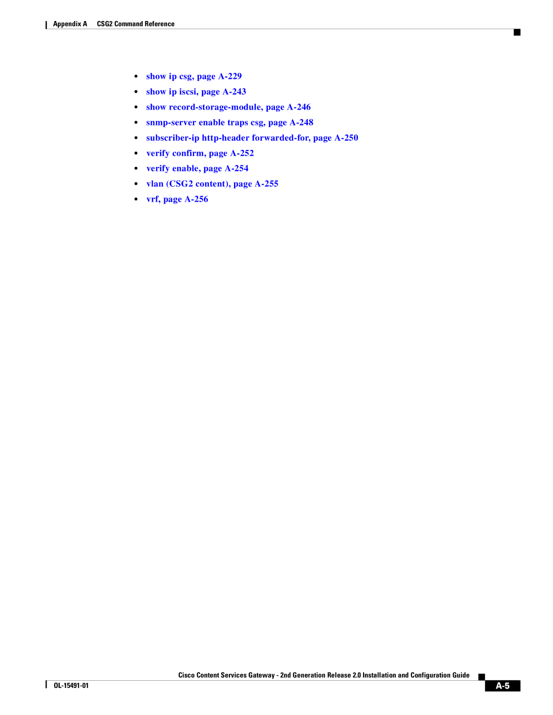 Cisco Systems OL-15491-01 appendix Appendix a CSG2 Command Reference 