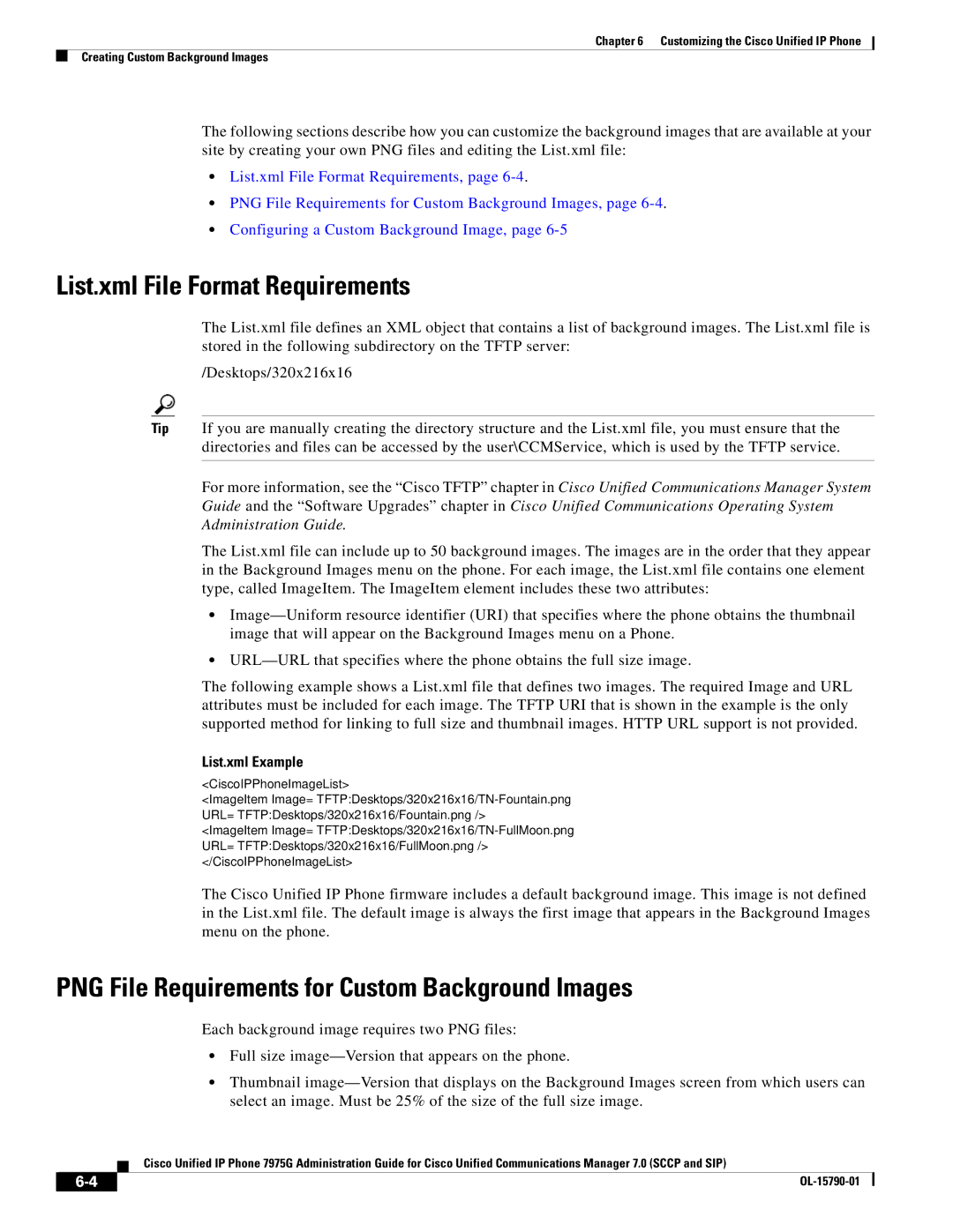 Cisco Systems OL-15790-01 manual List.xml File Format Requirements, PNG File Requirements for Custom Background Images 