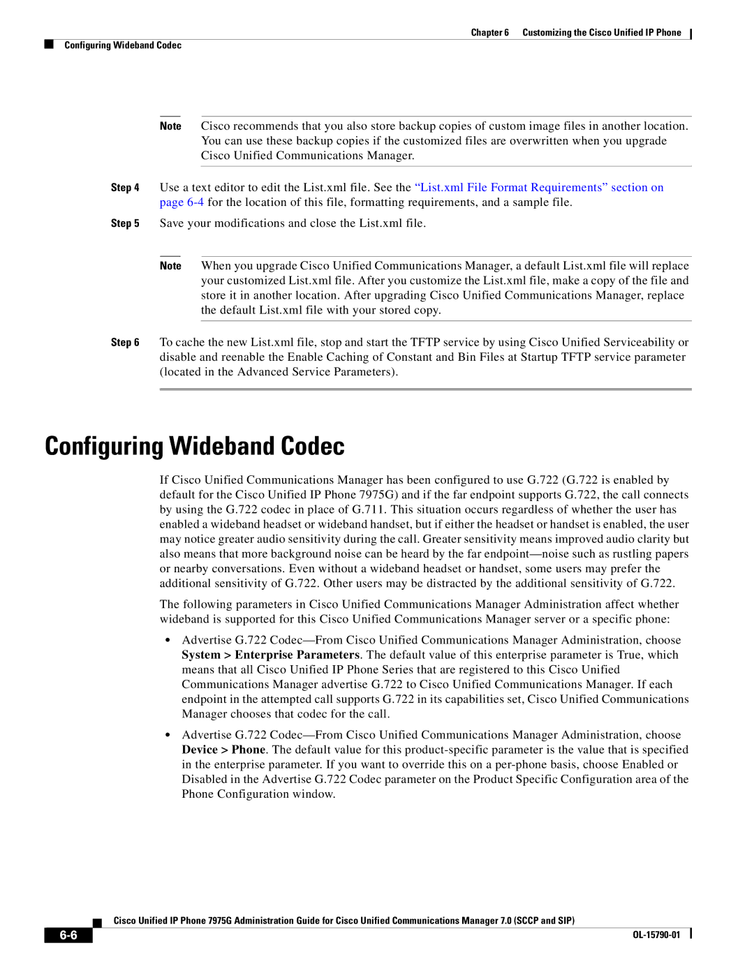 Cisco Systems OL-15790-01 manual Configuring Wideband Codec 