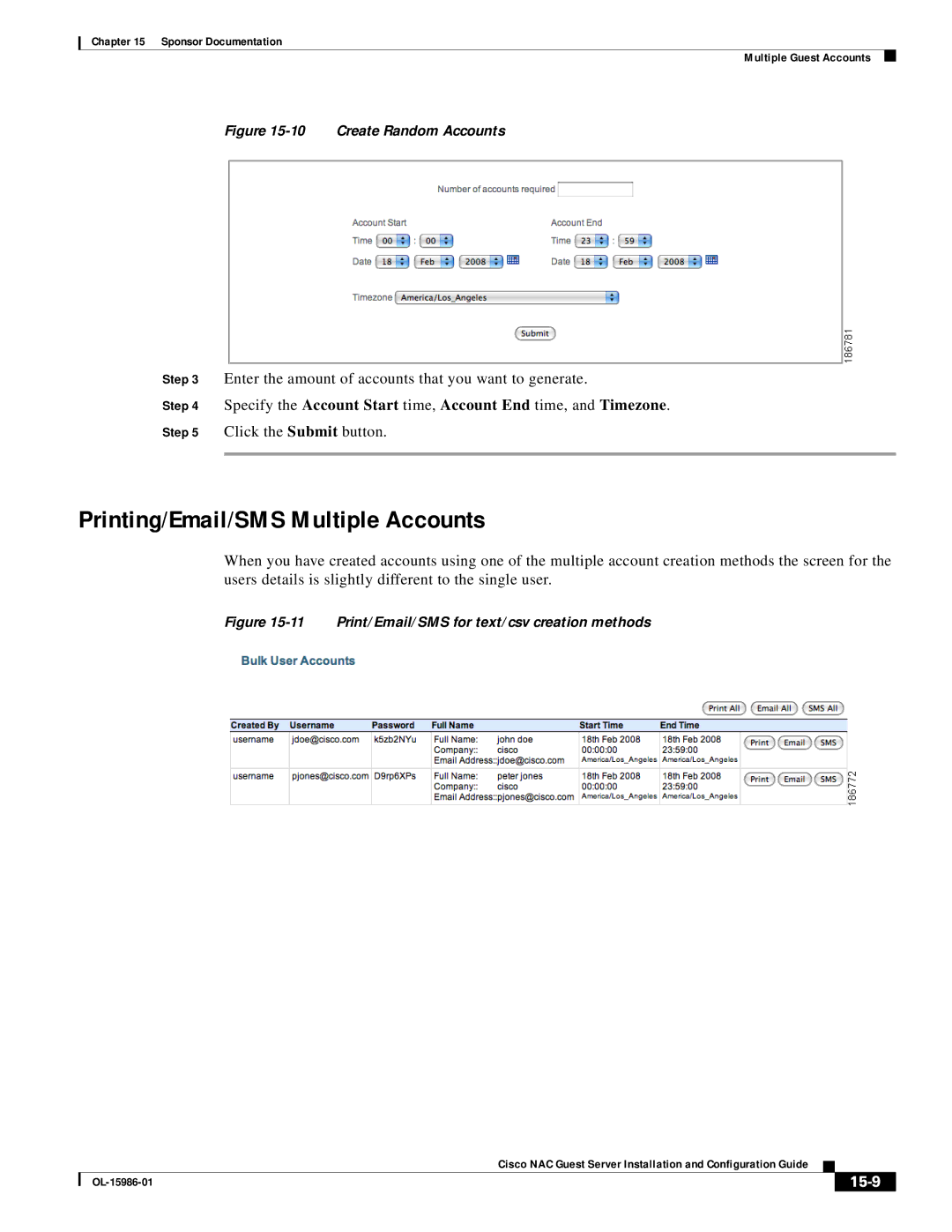 Cisco Systems OL-15986-01 manual Printing/Email/SMS Multiple Accounts, 15-9 