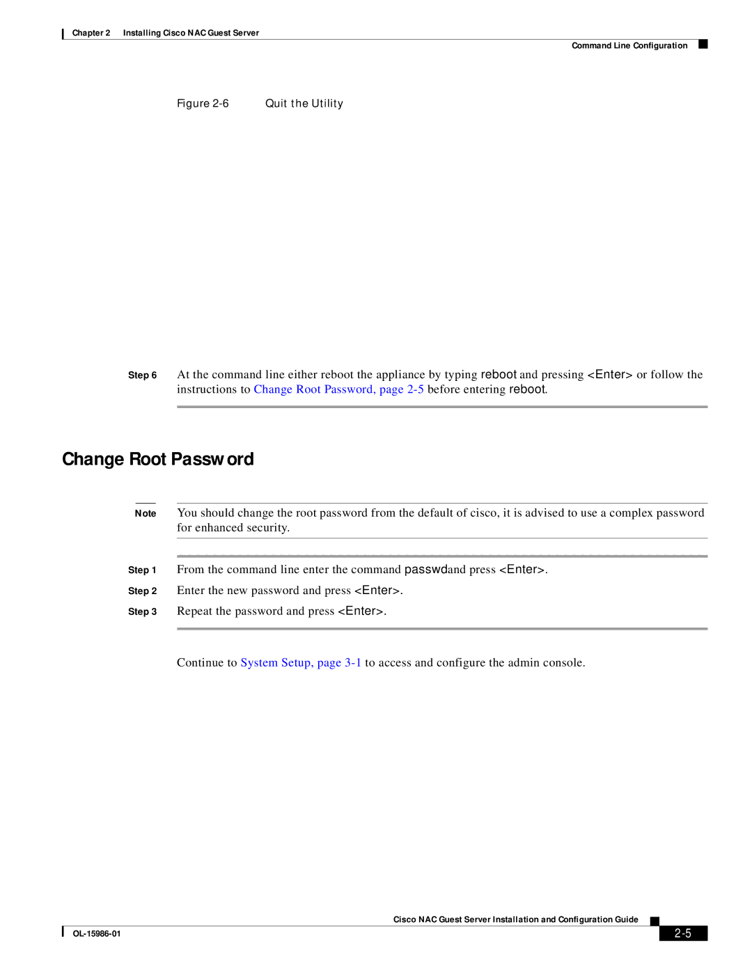 Cisco Systems OL-15986-01 manual Change Root Password 