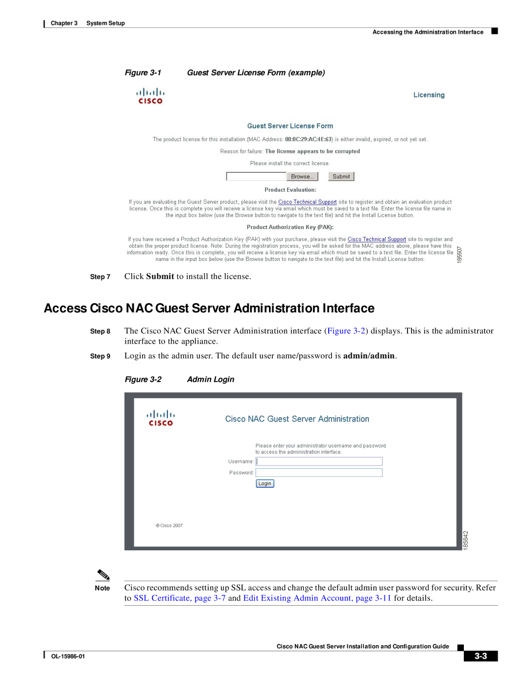 Cisco Systems OL-15986-01 manual Access Cisco NAC Guest Server Administration Interface, Admin Login 