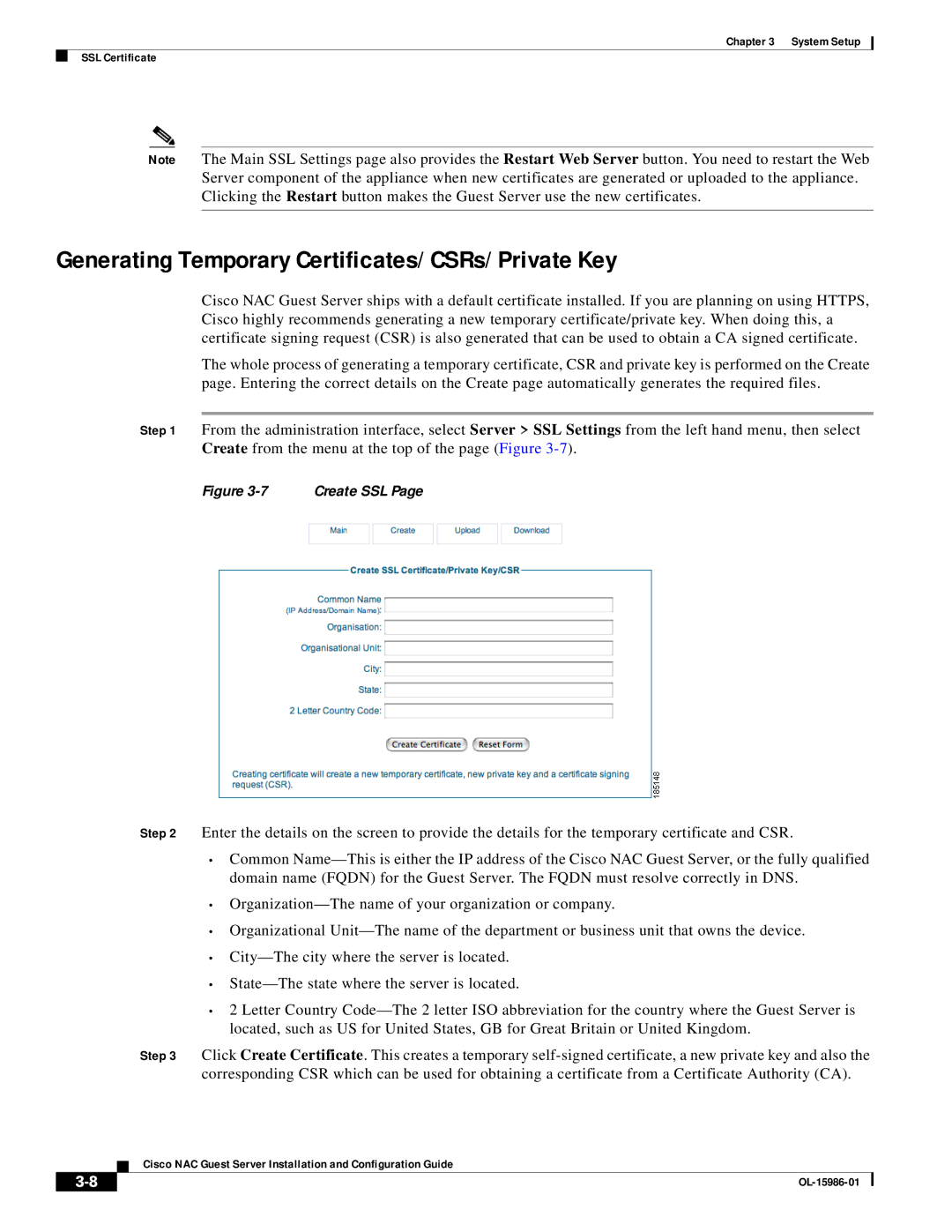 Cisco Systems OL-15986-01 manual Generating Temporary Certificates/ CSRs/ Private Key 