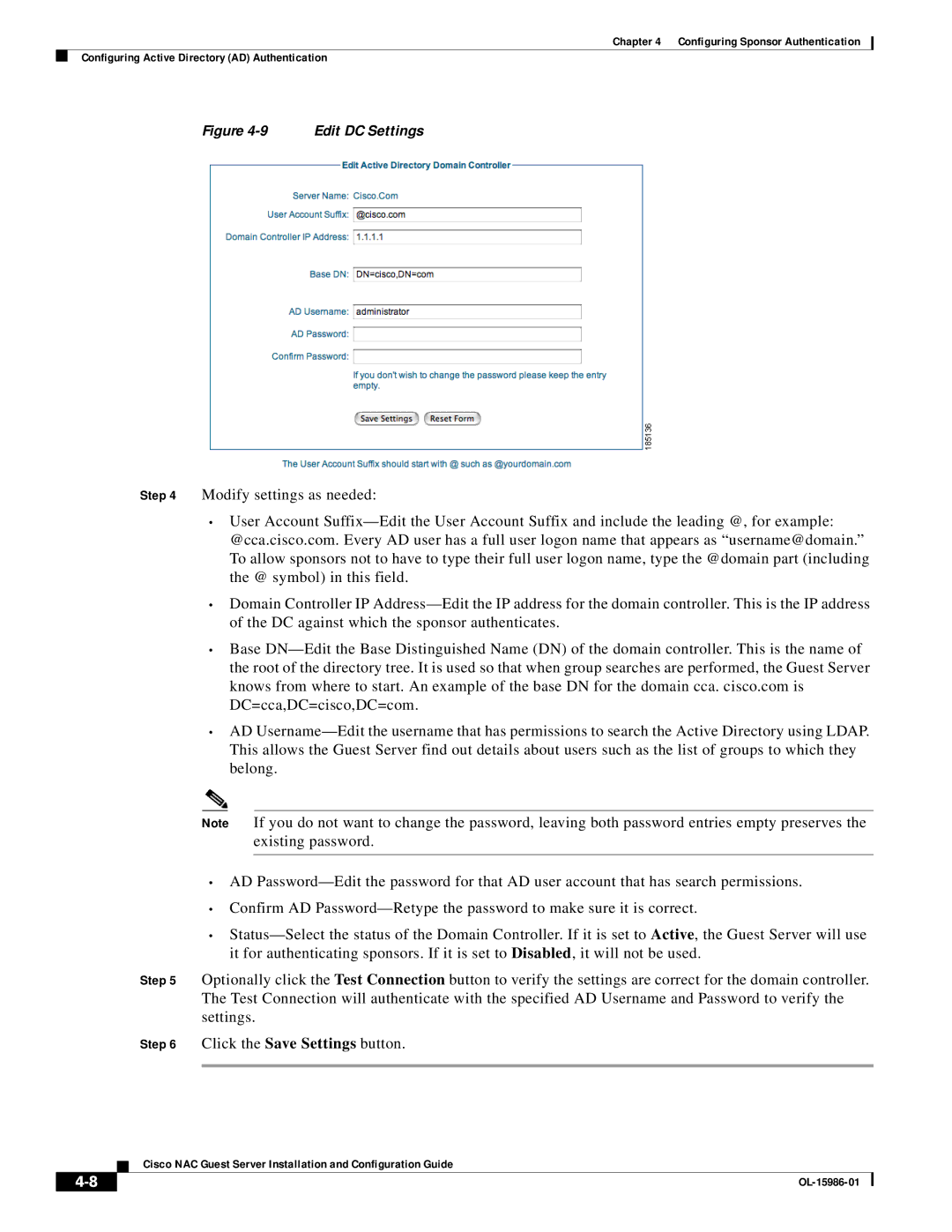 Cisco Systems OL-15986-01 manual Edit DC Settings 