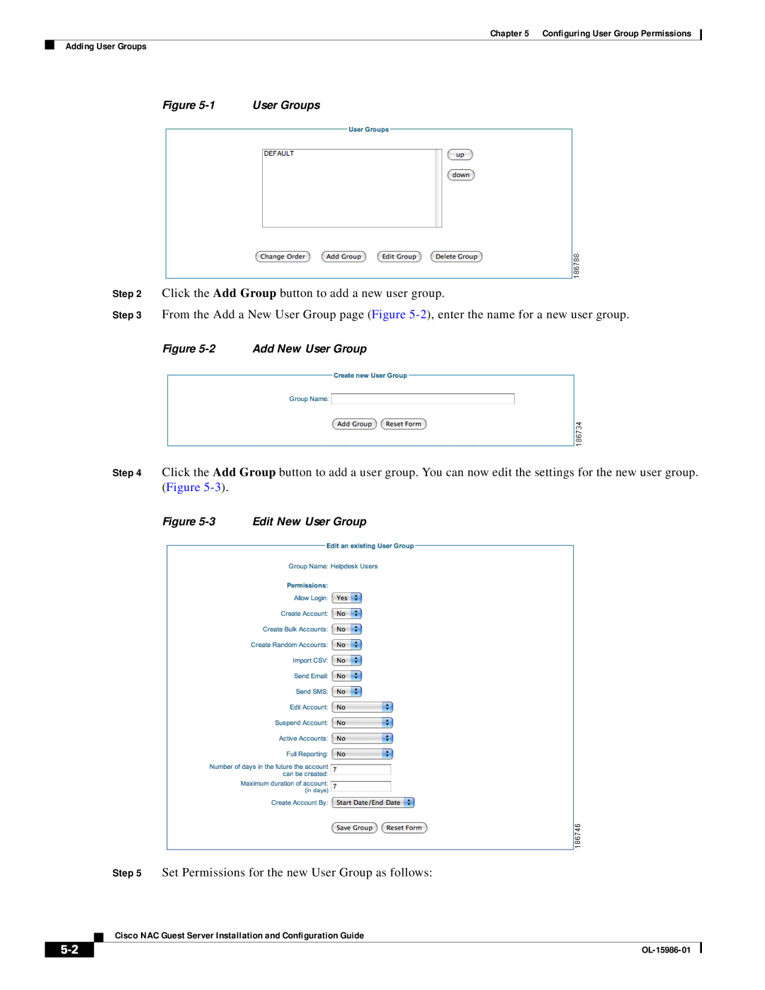 Cisco Systems OL-15986-01 manual Set Permissions for the new User Group as follows 