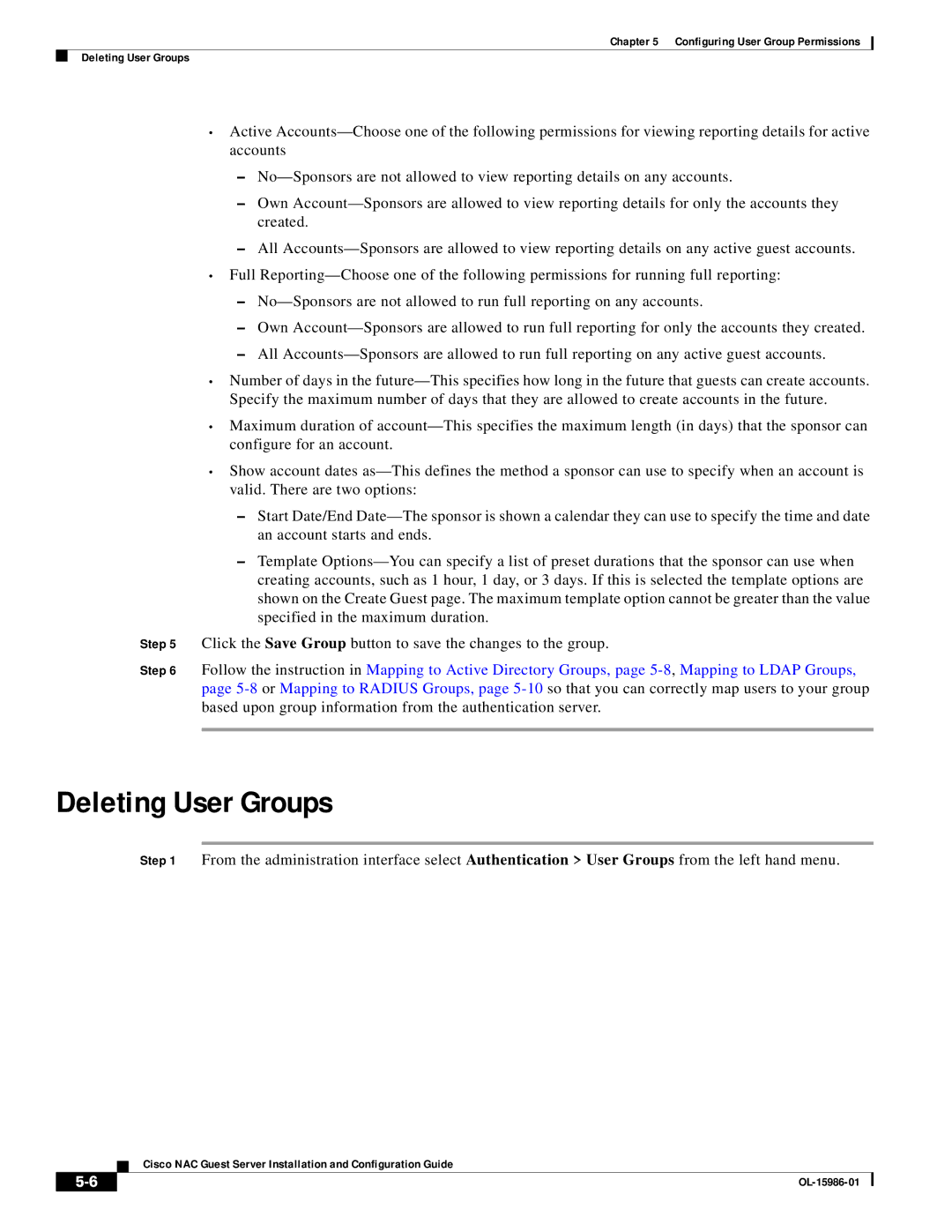 Cisco Systems OL-15986-01 manual Deleting User Groups 