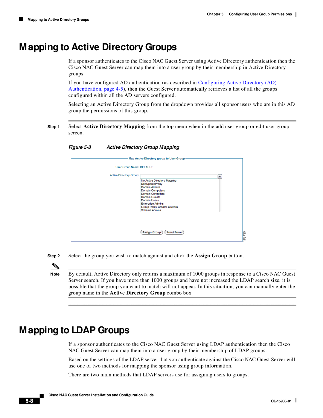 Cisco Systems OL-15986-01 manual Mapping to Active Directory Groups, Mapping to Ldap Groups 