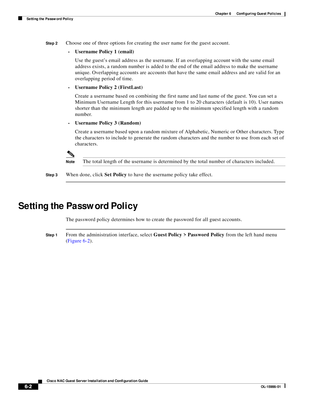 Cisco Systems OL-15986-01 manual Setting the Password Policy, Username Policy 1 email 