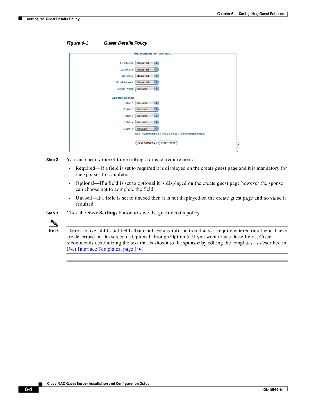 Cisco Systems OL-15986-01 manual Guest Details Policy 