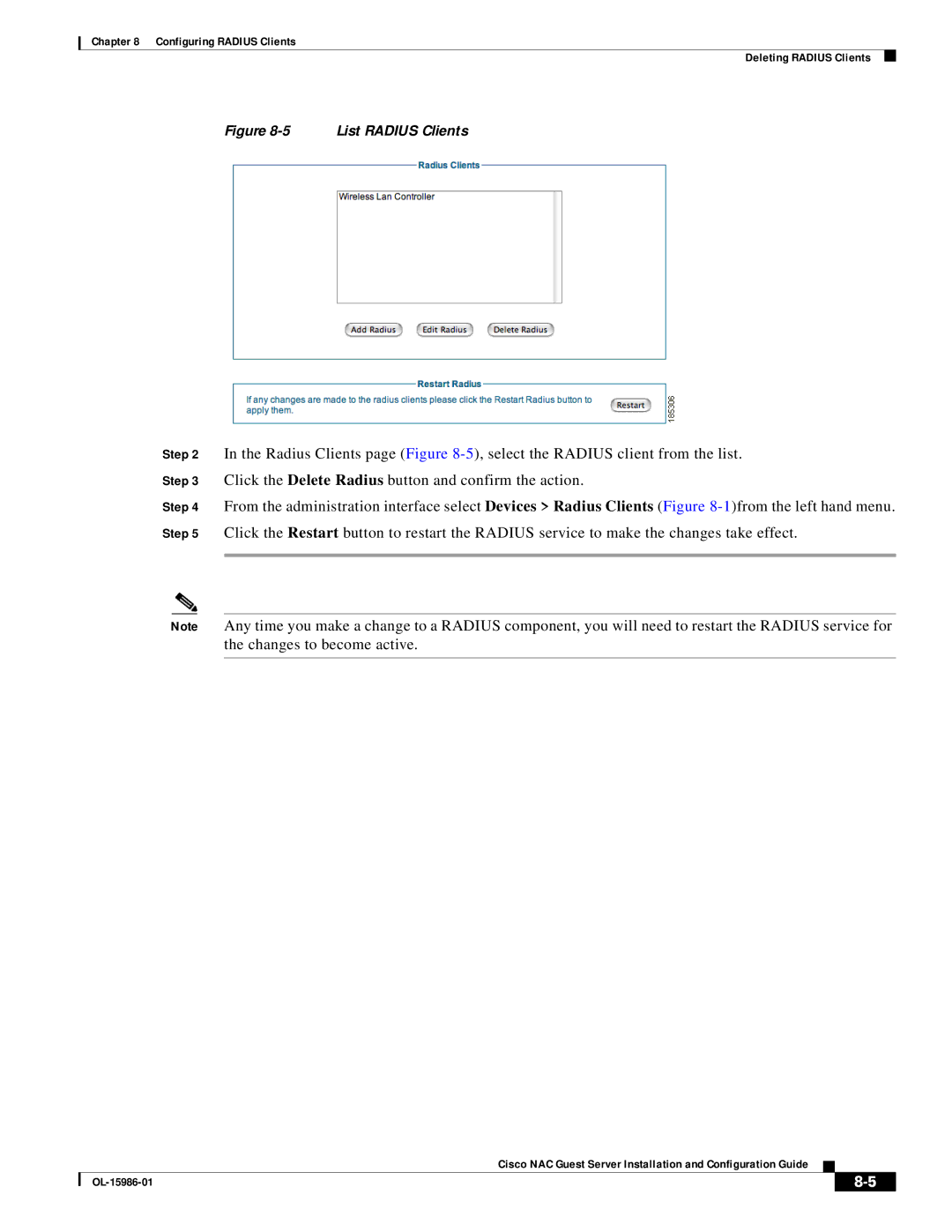Cisco Systems OL-15986-01 manual List Radius Clients 