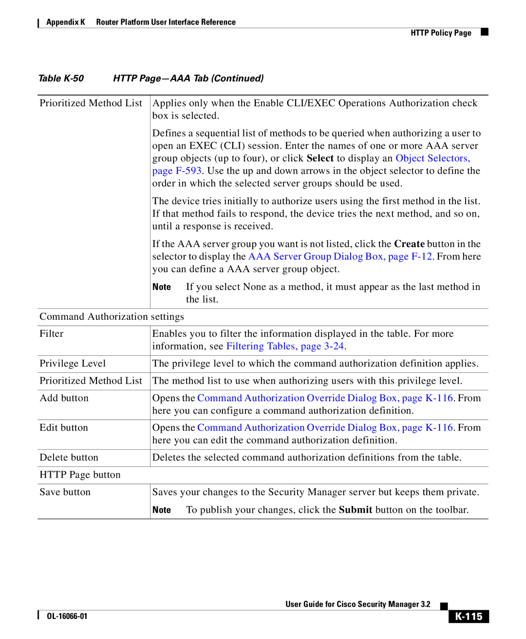 Cisco Systems OL-16066-01 appendix Information, see Filtering Tables, 115 