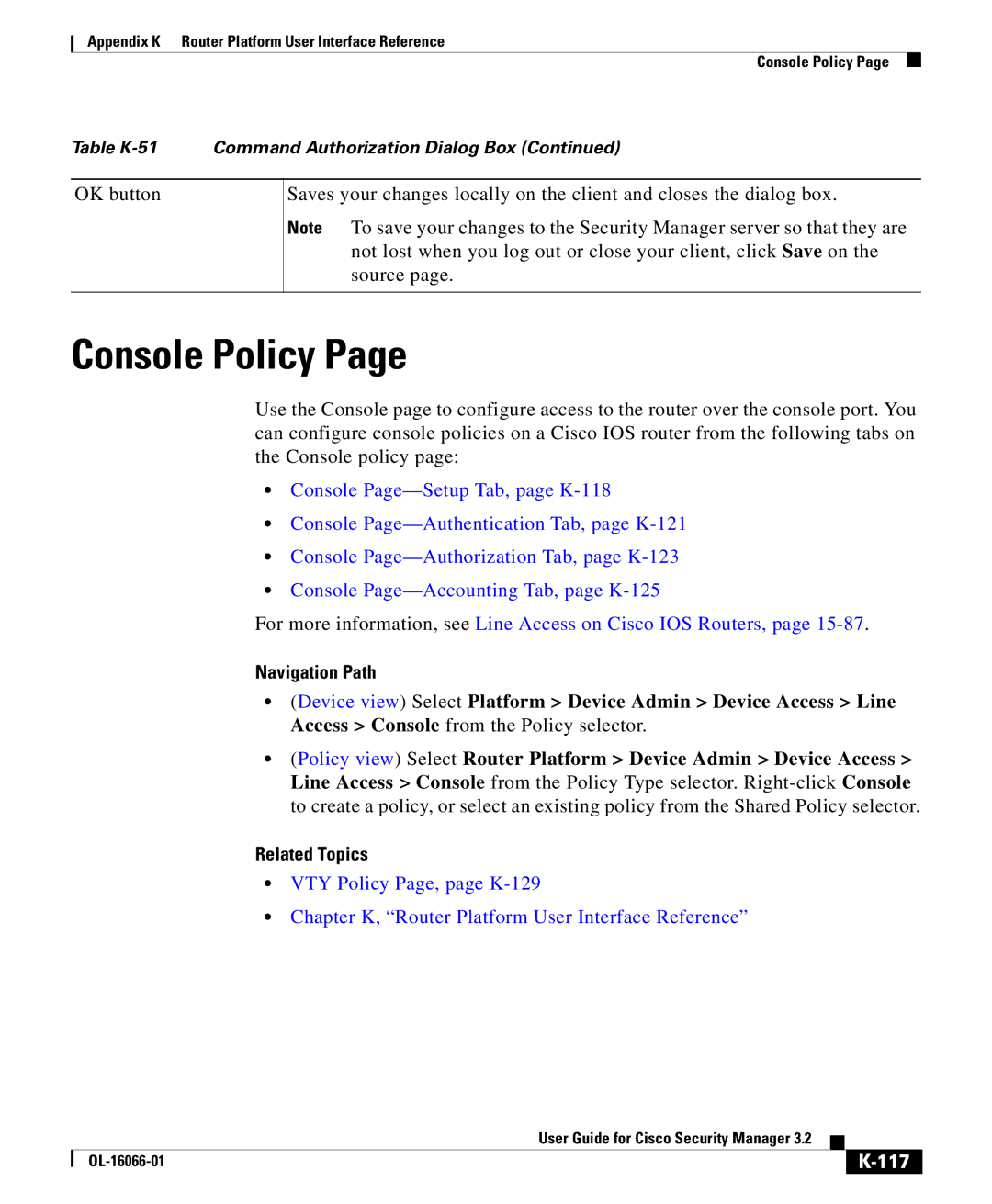 Cisco Systems OL-16066-01 appendix Console Policy, 117 