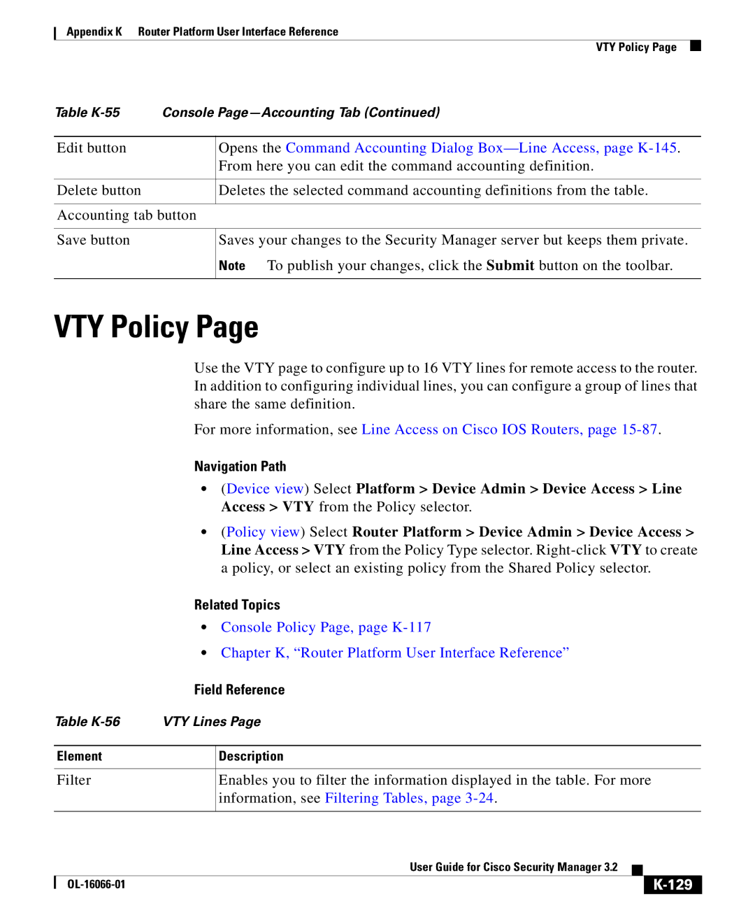 Cisco Systems OL-16066-01 appendix VTY Policy, 129 