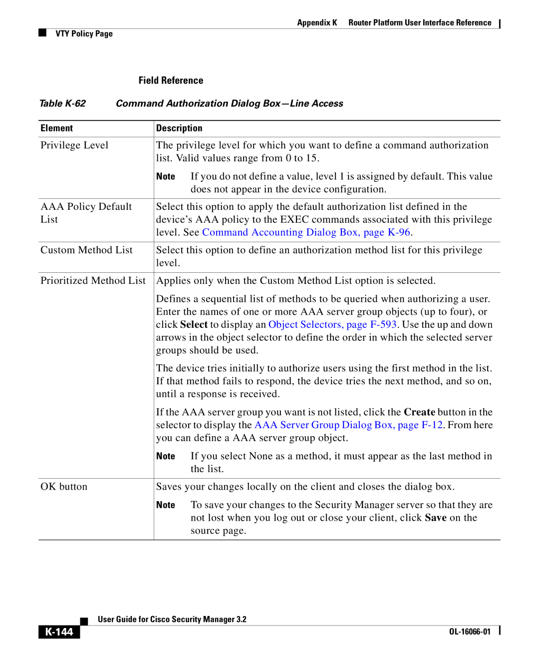 Cisco Systems OL-16066-01 appendix Level. See Command Accounting Dialog Box, page K-96, 144 