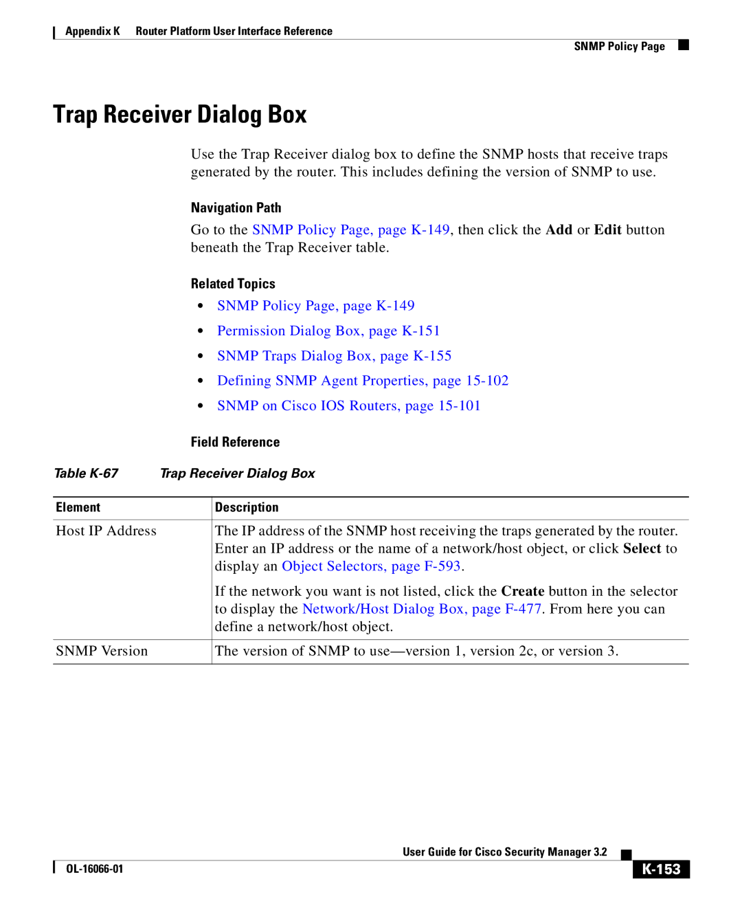 Cisco Systems OL-16066-01 appendix Trap Receiver Dialog Box, Permission Dialog Box, page K-151, 153 