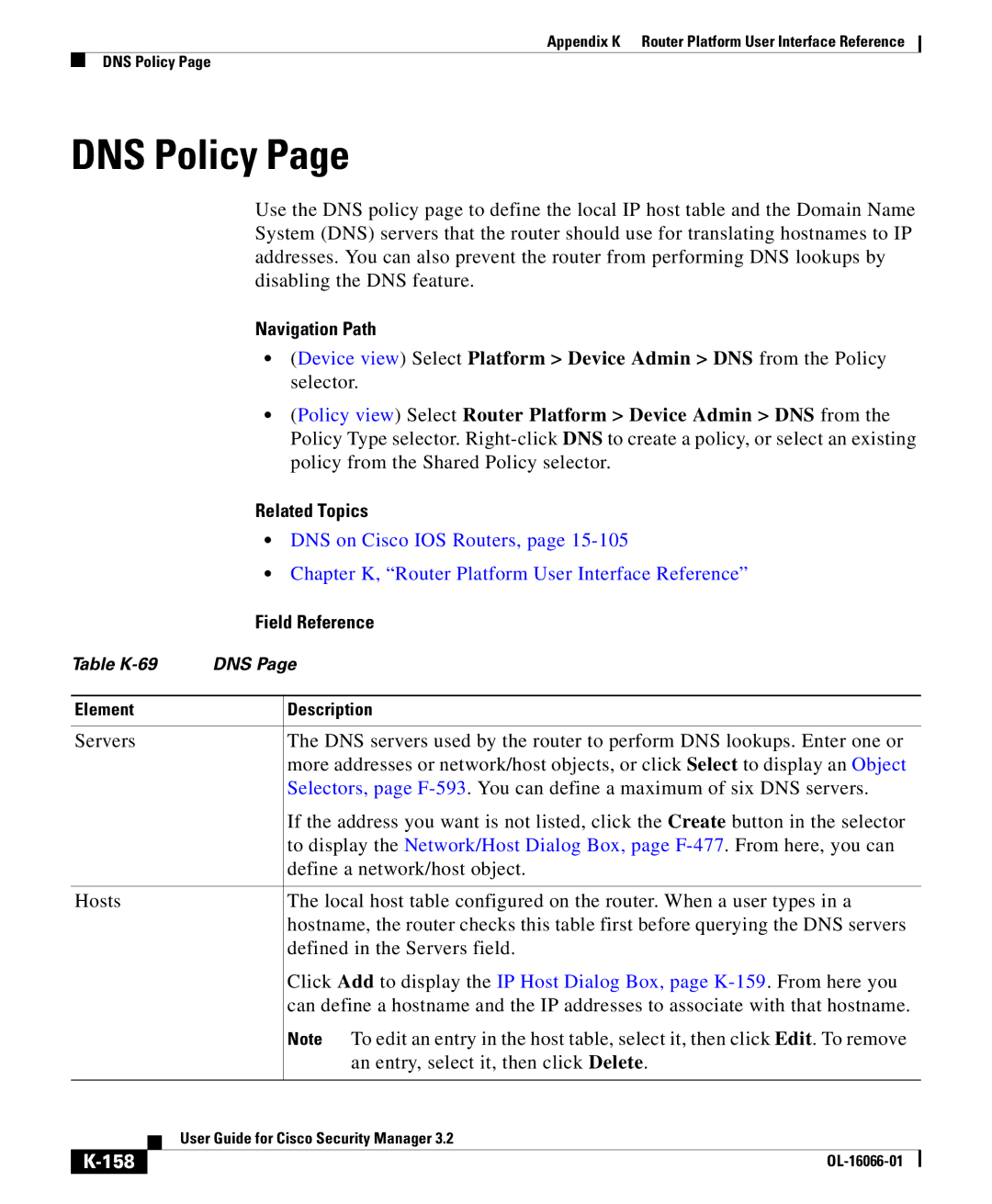 Cisco Systems OL-16066-01 appendix DNS Policy, 158 