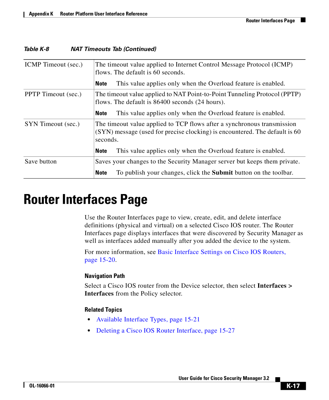 Cisco Systems OL-16066-01 appendix Router Interfaces 