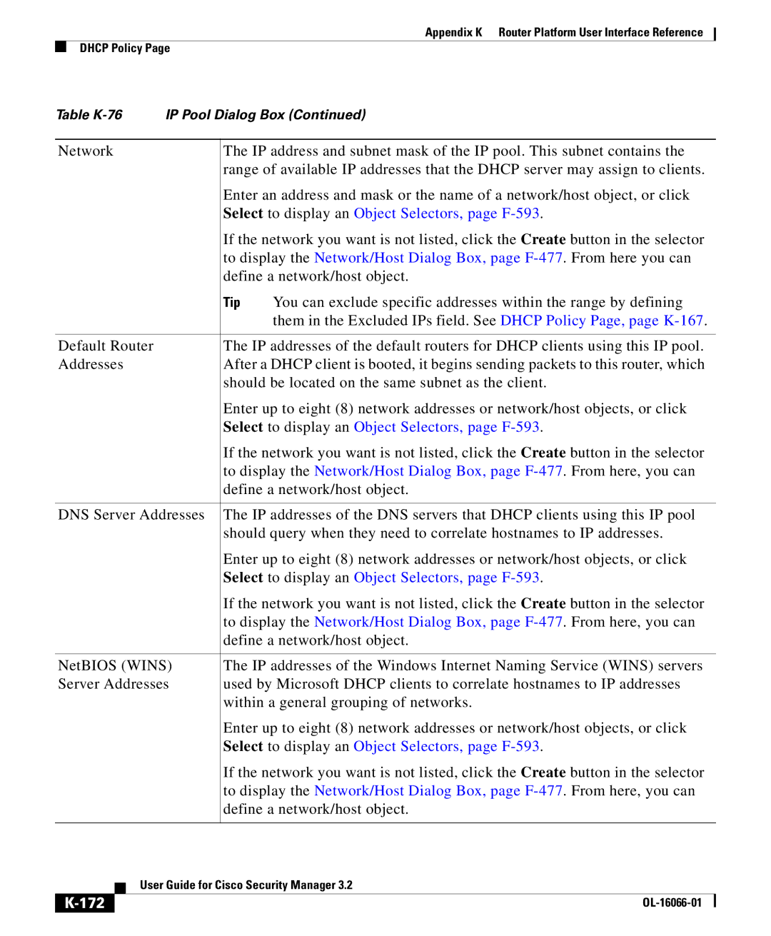 Cisco Systems OL-16066-01 appendix Select to display an Object Selectors, page F-593, 172 