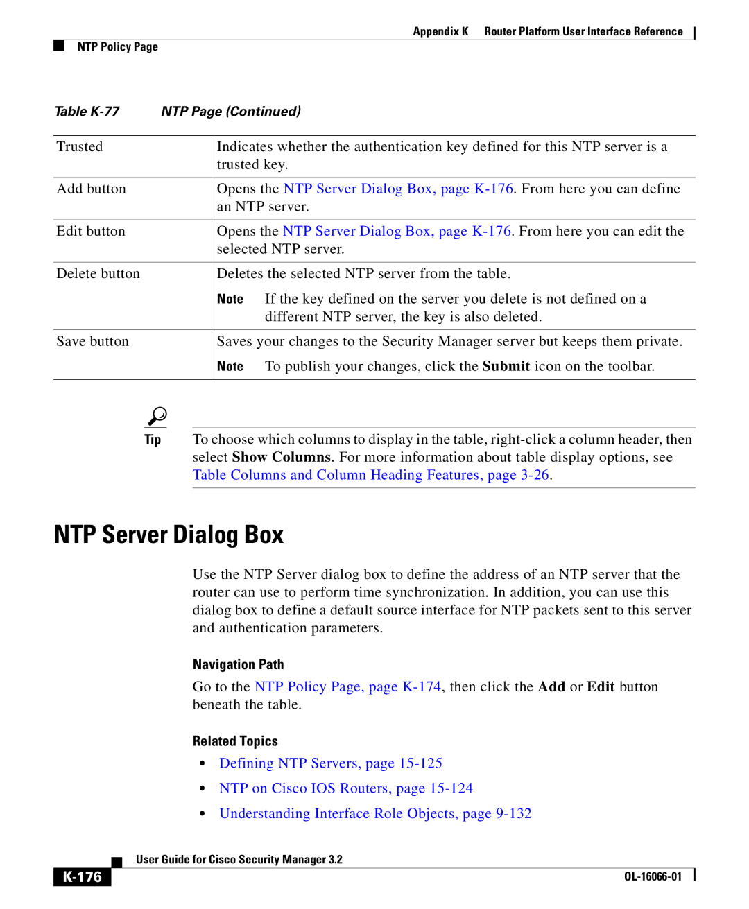 Cisco Systems OL-16066-01 appendix NTP Server Dialog Box, 176 