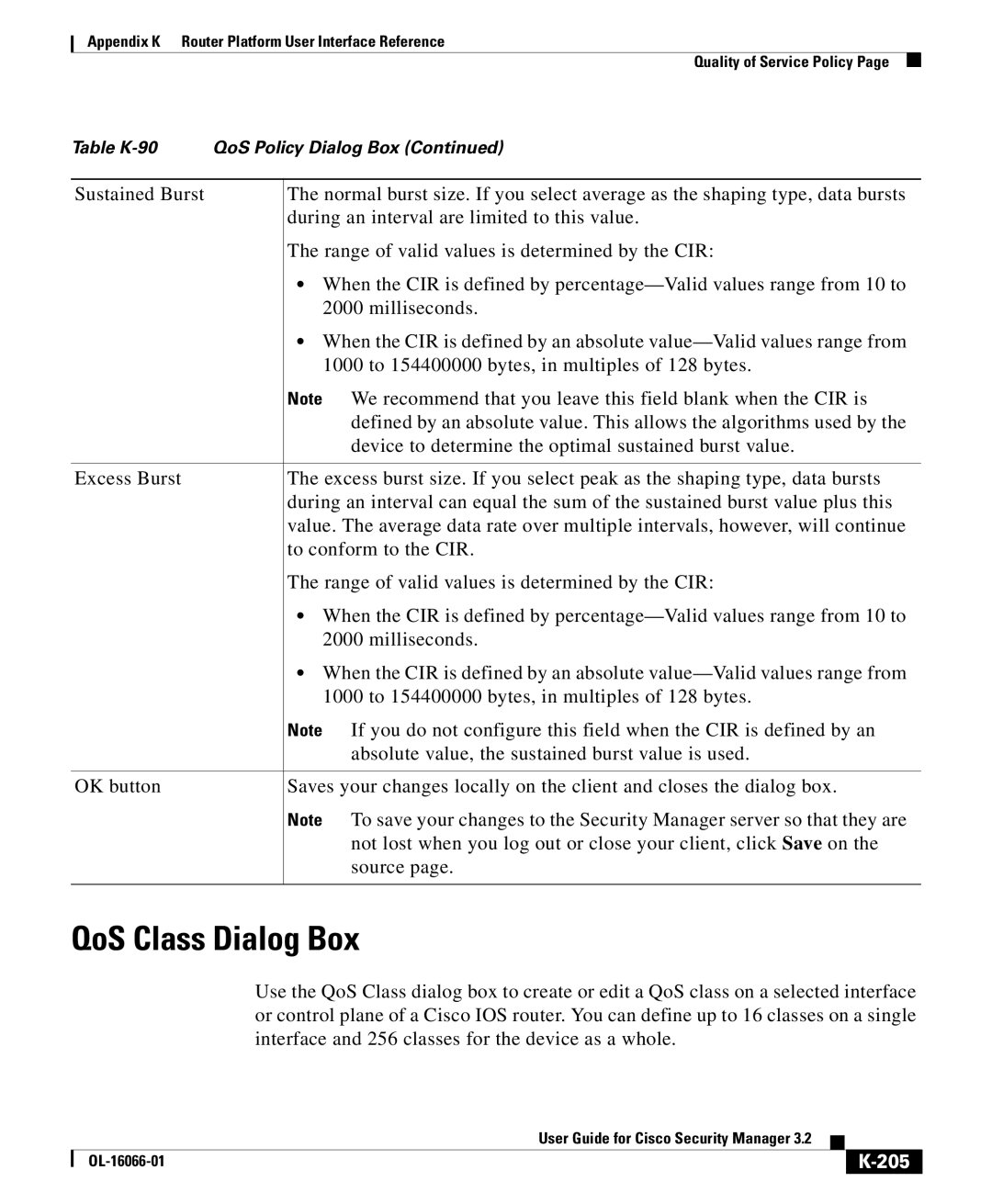 Cisco Systems OL-16066-01 appendix QoS Class Dialog Box, 205 