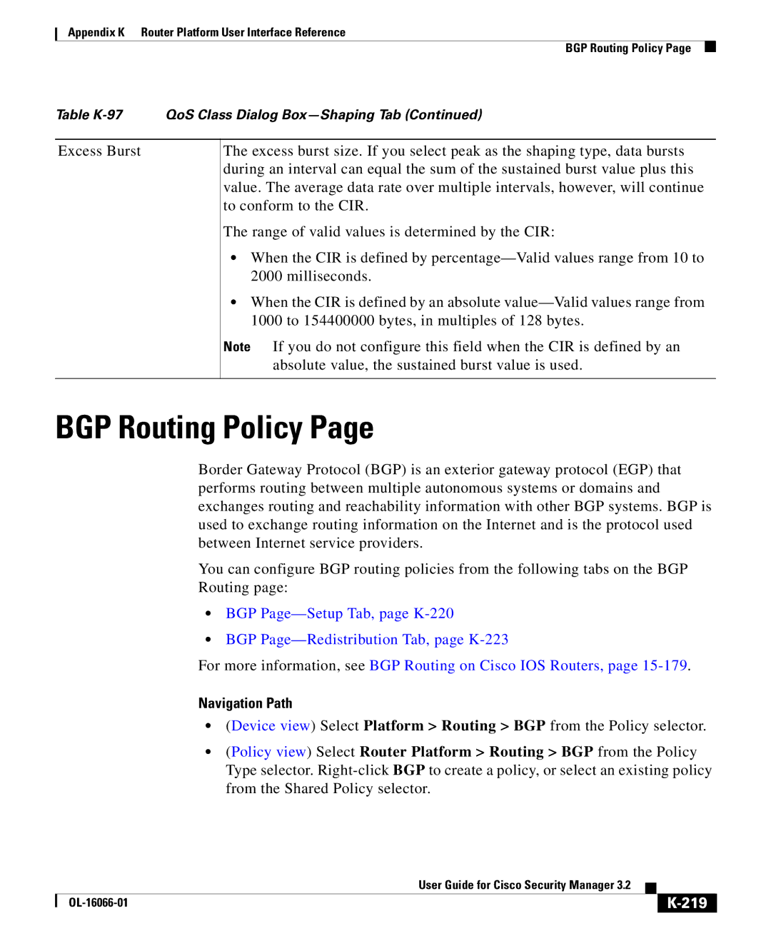 Cisco Systems OL-16066-01 appendix BGP Routing Policy, 219 