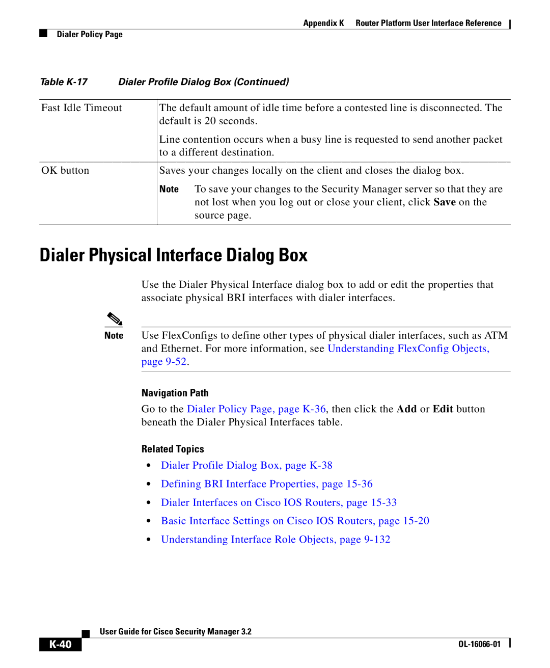 Cisco Systems OL-16066-01 appendix Dialer Physical Interface Dialog Box 