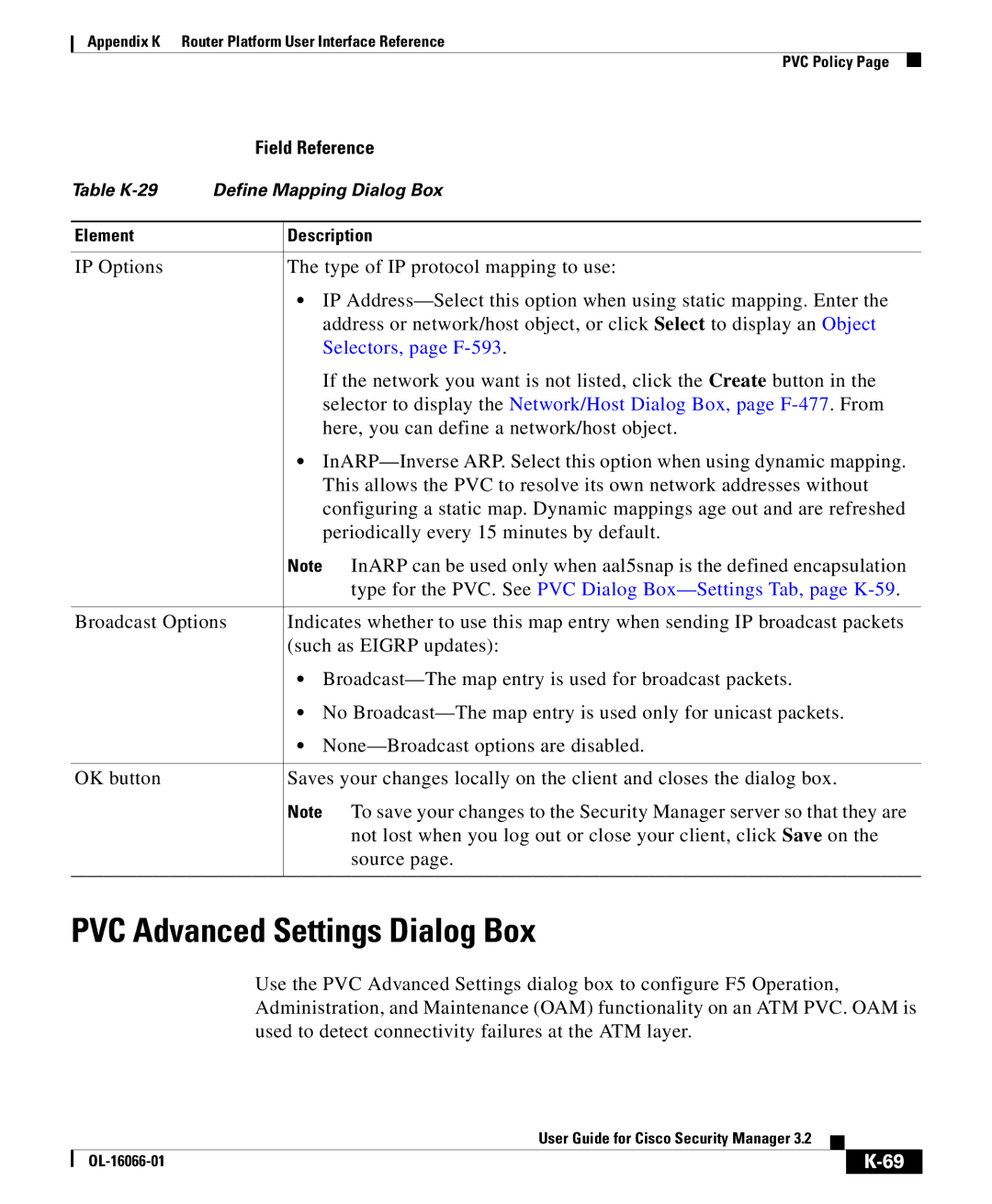 Cisco Systems OL-16066-01 PVC Advanced Settings Dialog Box, Type for the PVC. See PVC Dialog Box-Settings Tab, page K-59 