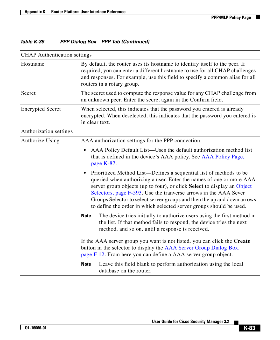 Cisco Systems OL-16066-01 appendix Chap Authentication settings 