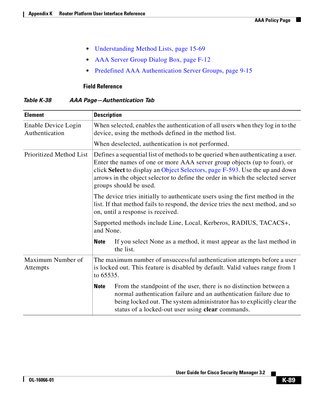 Cisco Systems OL-16066-01 appendix Understanding Method Lists, AAA Server Group Dialog Box, page F-12 