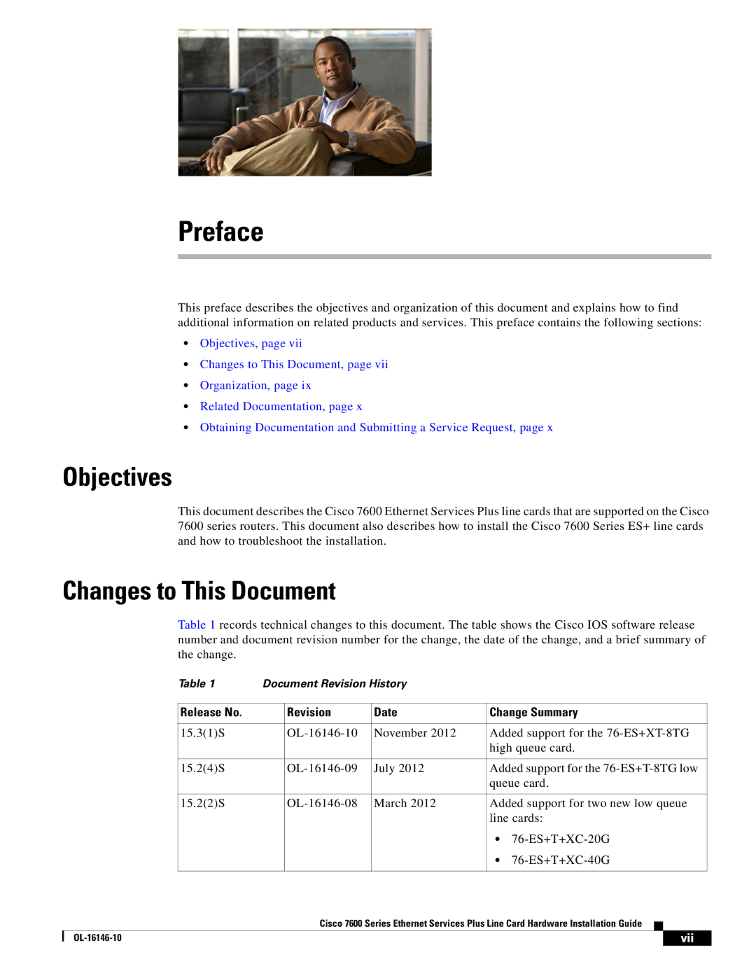 Cisco Systems OL-16146-10 manual Objectives, Changes to This Document, Release No Revision Date Change Summary 