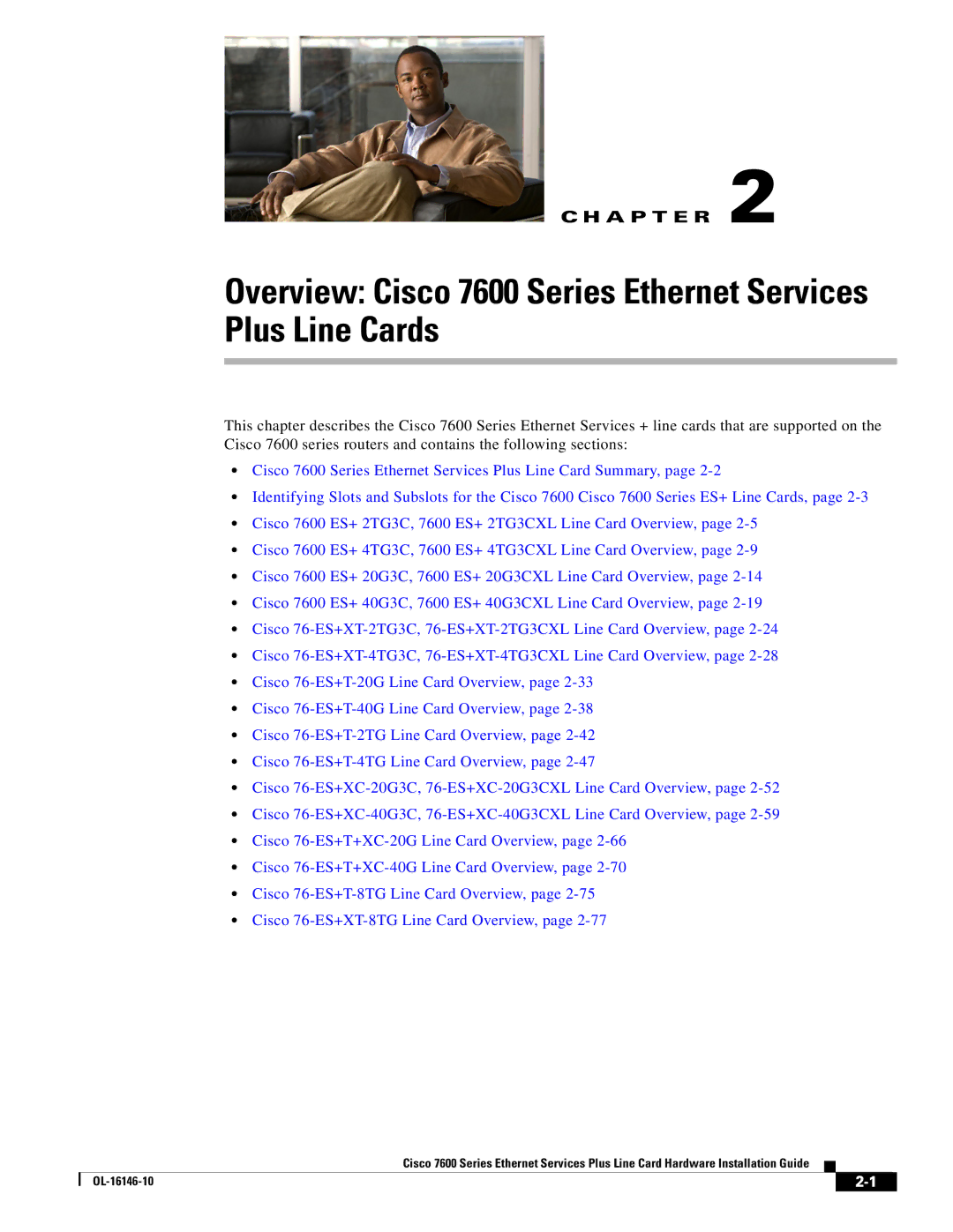 Cisco Systems OL-16146-10 manual Overview Cisco 7600 Series Ethernet Services Plus Line Cards 