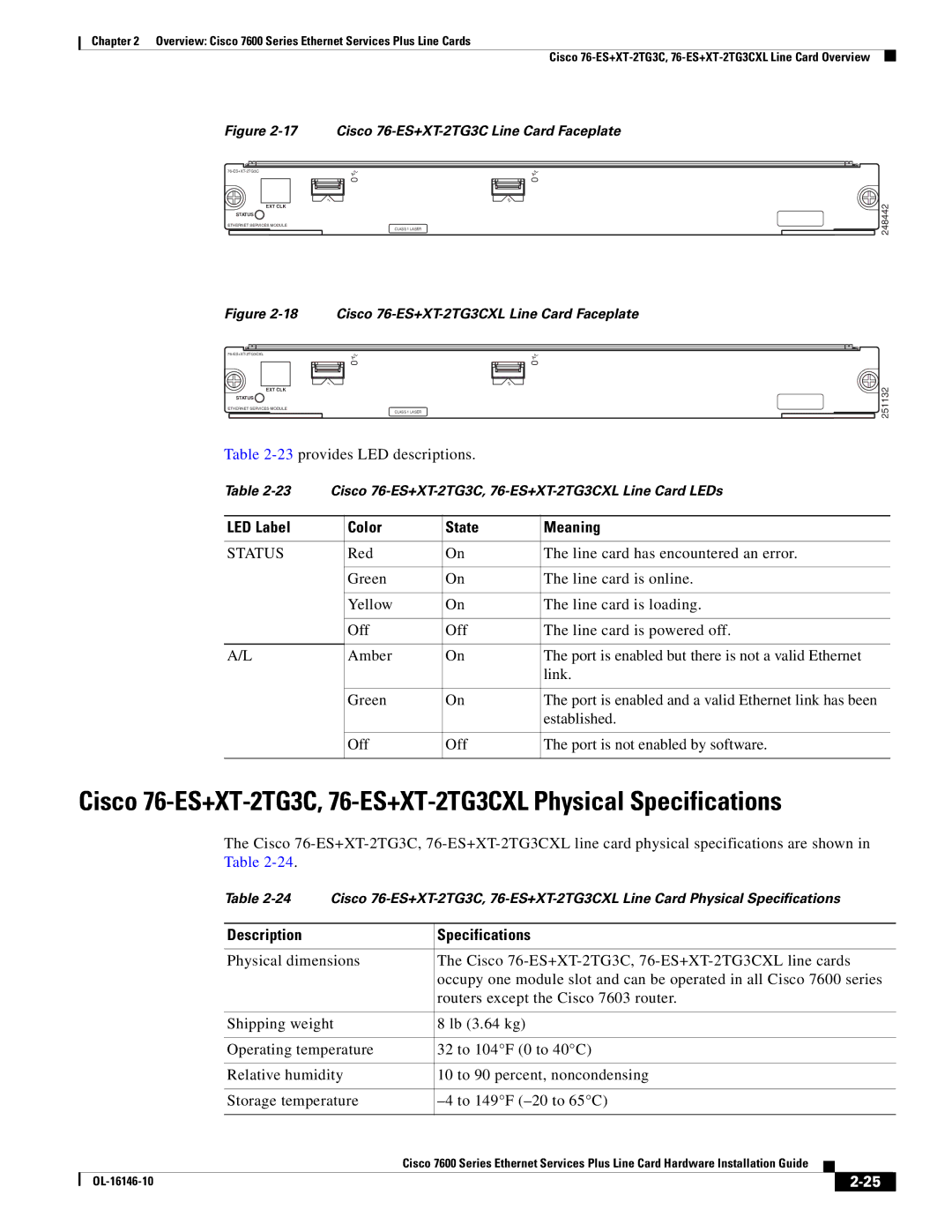 Cisco Systems OL-16146-10 manual 23provides LED descriptions 