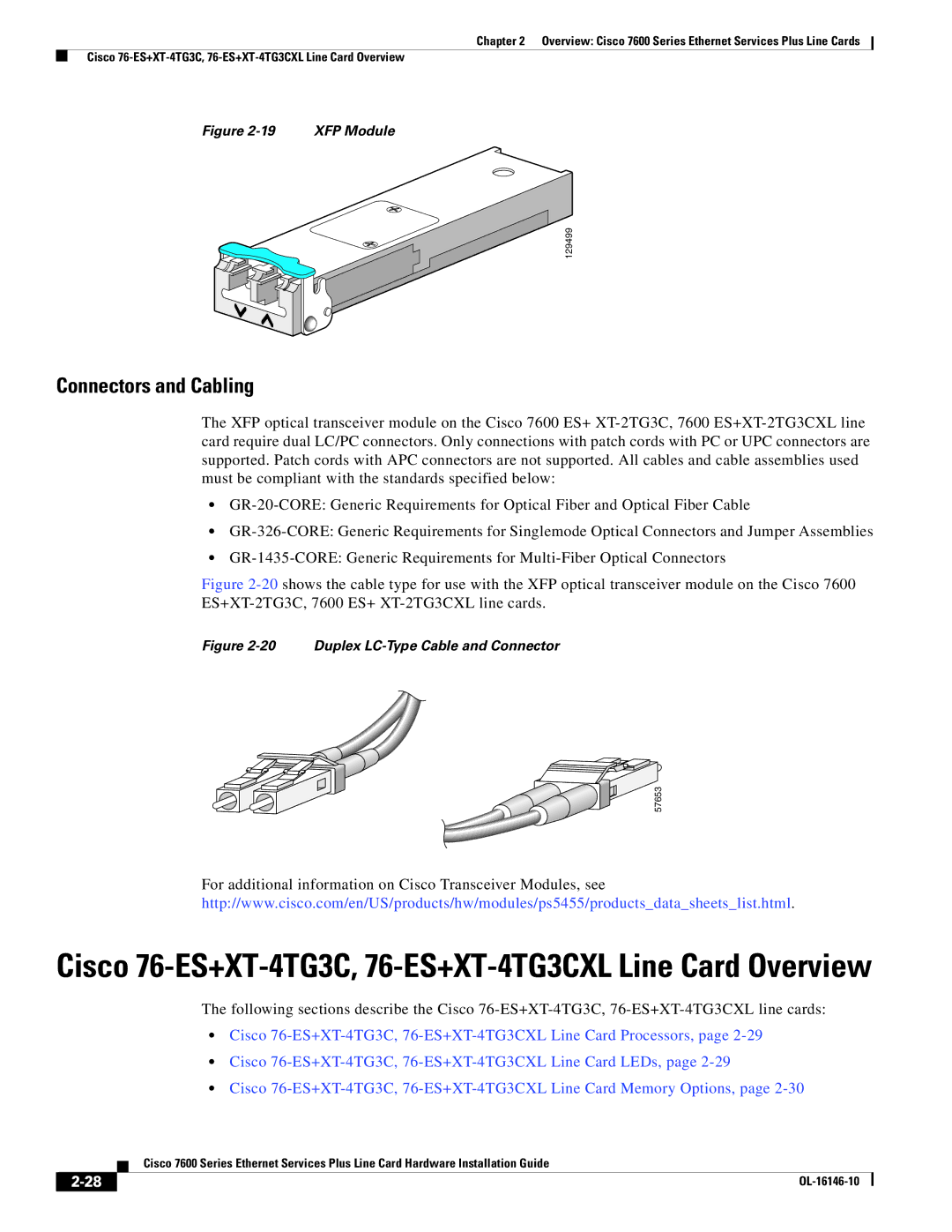 Cisco Systems OL-16146-10 manual Cisco 76-ES+XT-4TG3C, 76-ES+XT-4TG3CXL Line Card Overview 