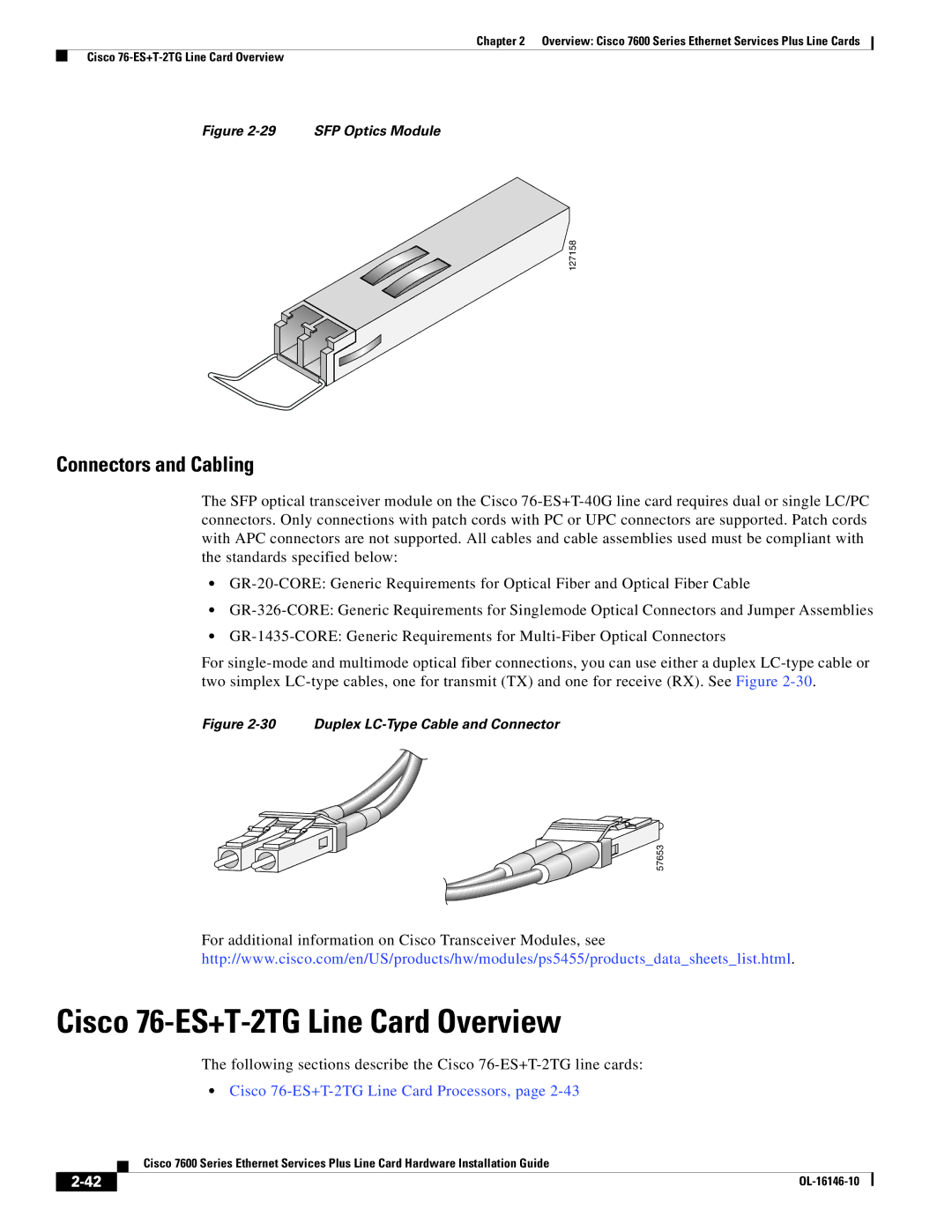 Cisco Systems OL-16146-10 manual Cisco 76-ES+T-2TG Line Card Overview, Cisco 76-ES+T-2TG Line Card Processors 