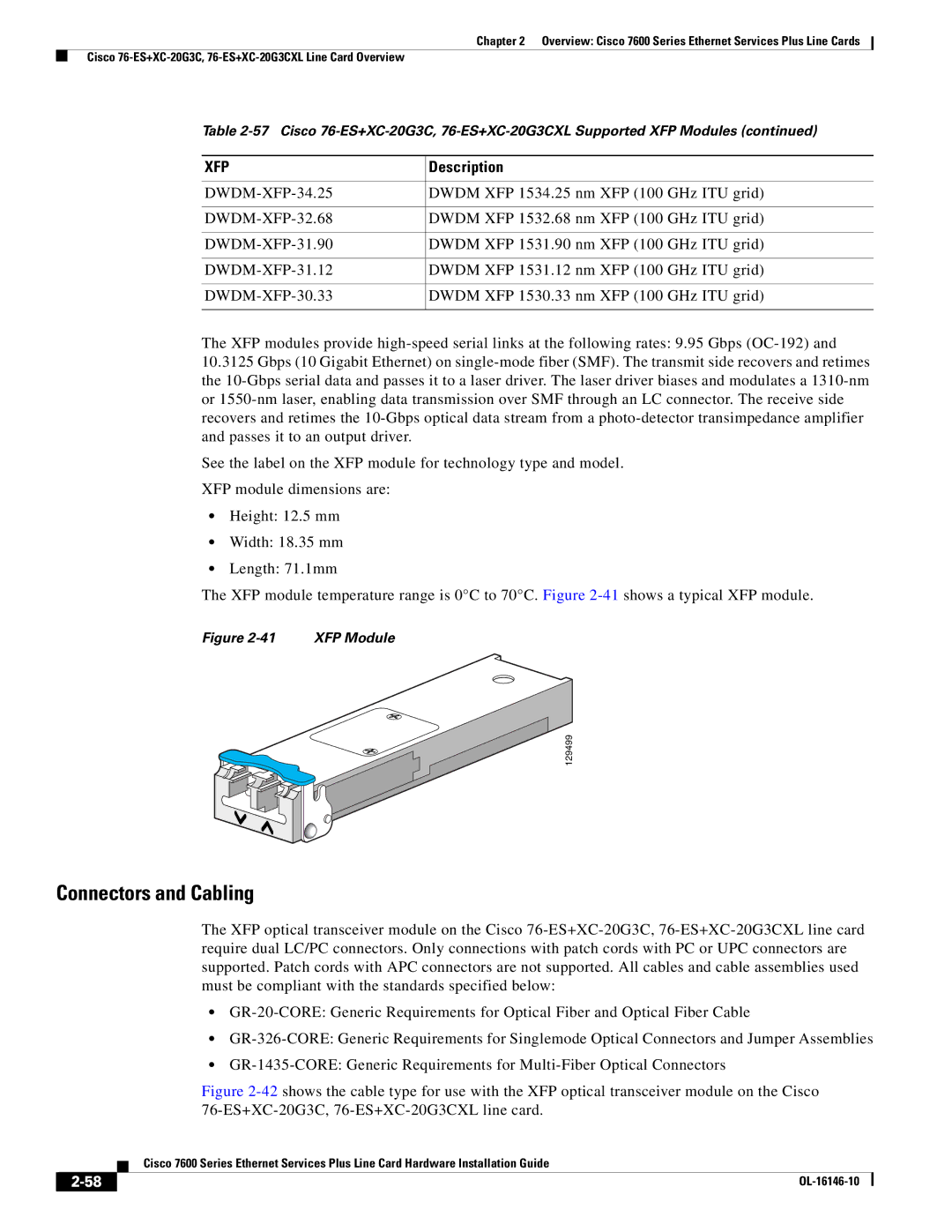 Cisco Systems OL-16146-10 manual XFP Module 