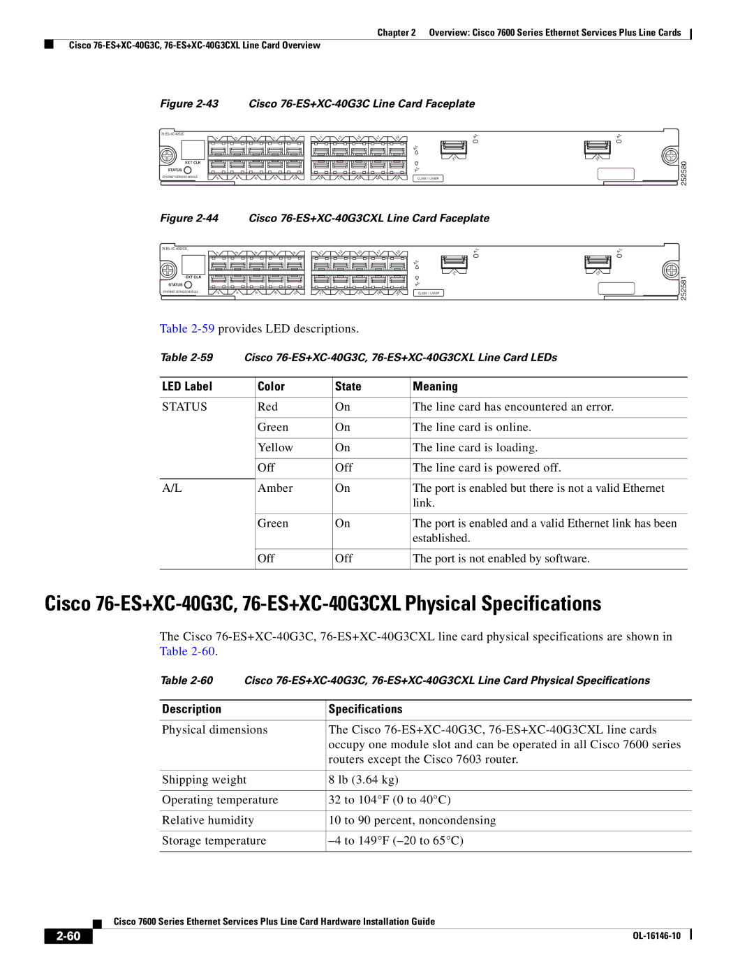 Cisco Systems OL-16146-10 manual 59provides LED descriptions 