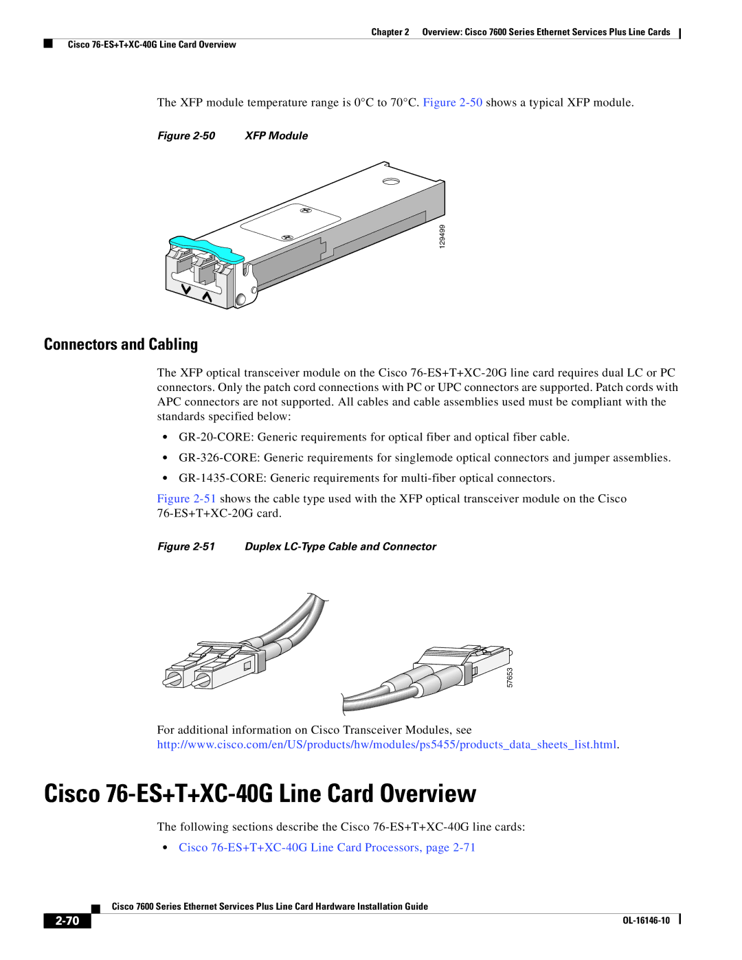 Cisco Systems OL-16146-10 manual Cisco 76-ES+T+XC-40G Line Card Overview, Cisco 76-ES+T+XC-40G Line Card Processors 