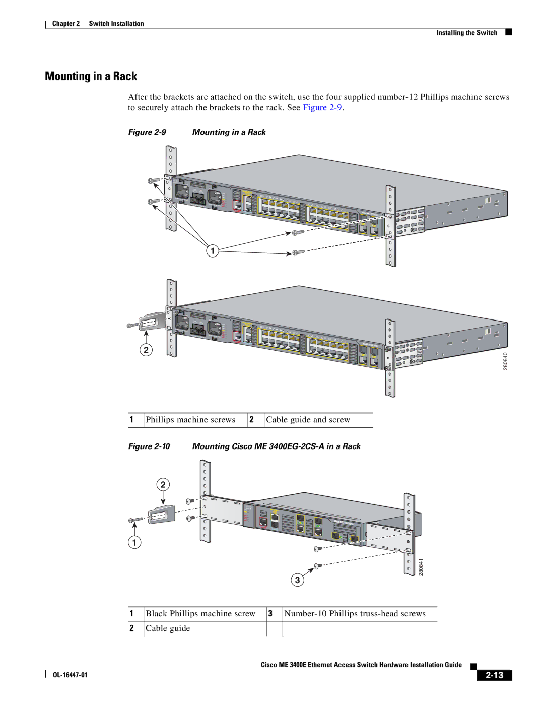 Cisco Systems OL-16447-01 manual Mounting in a Rack 