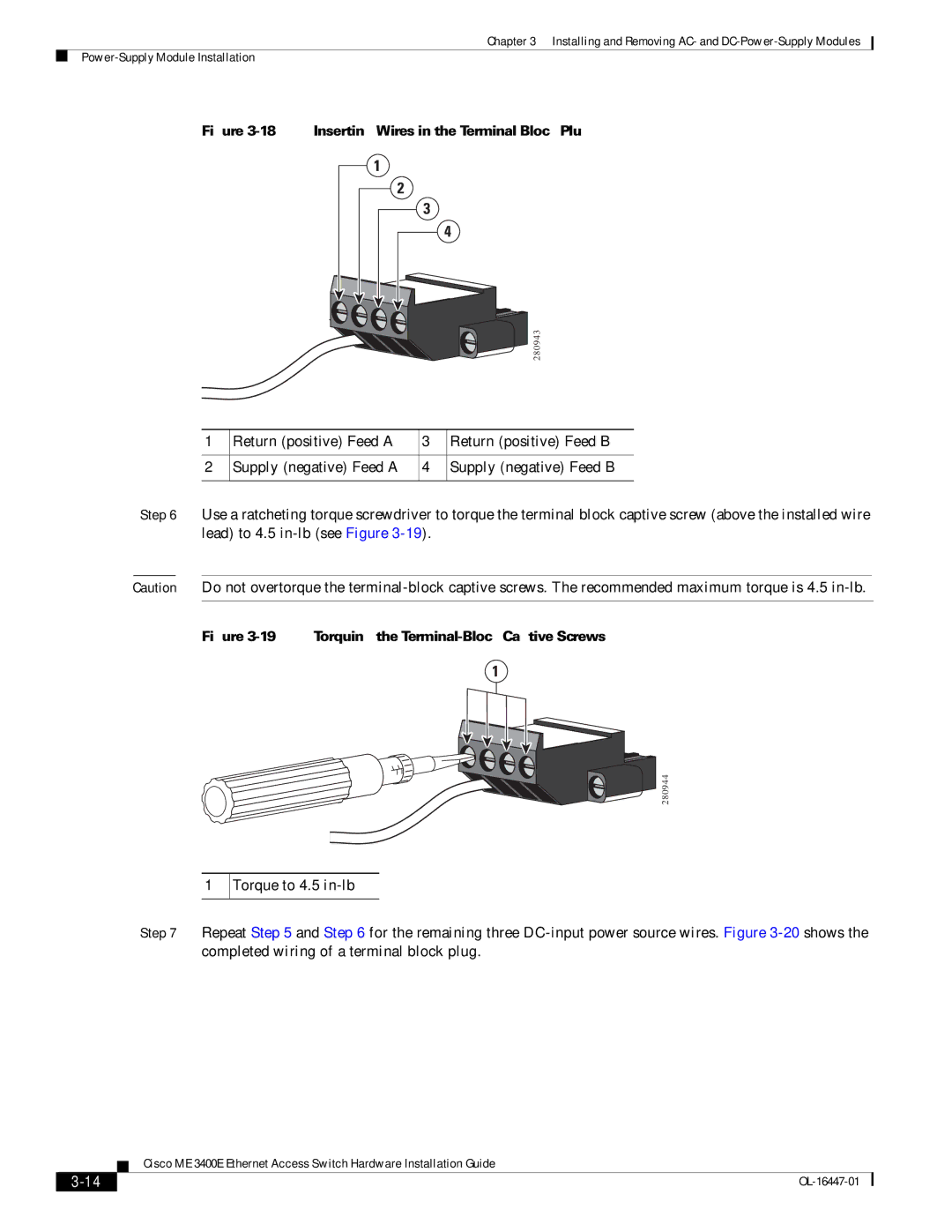 Cisco Systems OL-16447-01 manual Inserting Wires in the Terminal Block Plug 