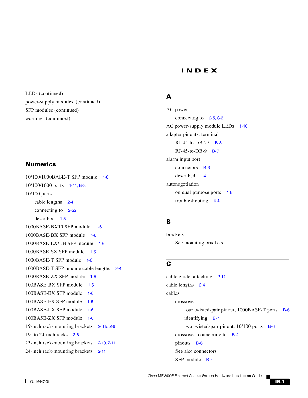 Cisco Systems OL-16447-01 manual Numerics 