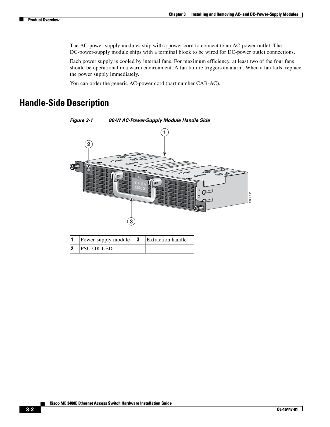 Cisco Systems OL-16447-01 manual Handle-Side Description 
