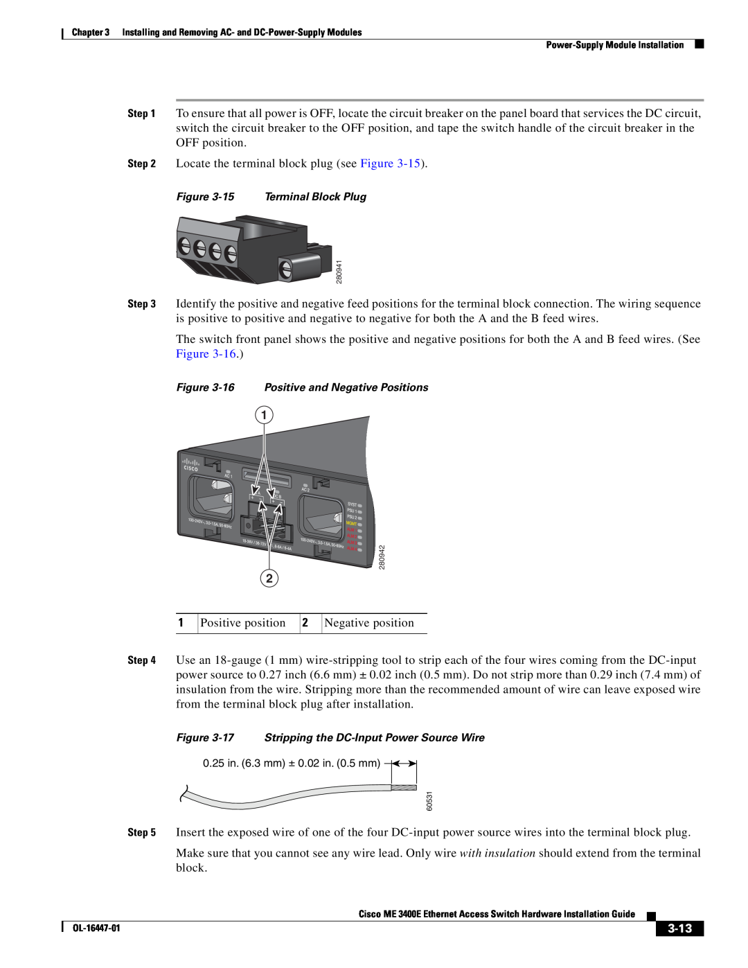 Cisco Systems OL-16447-01 manual 3-13, Locate the terminal block plug see Figure 